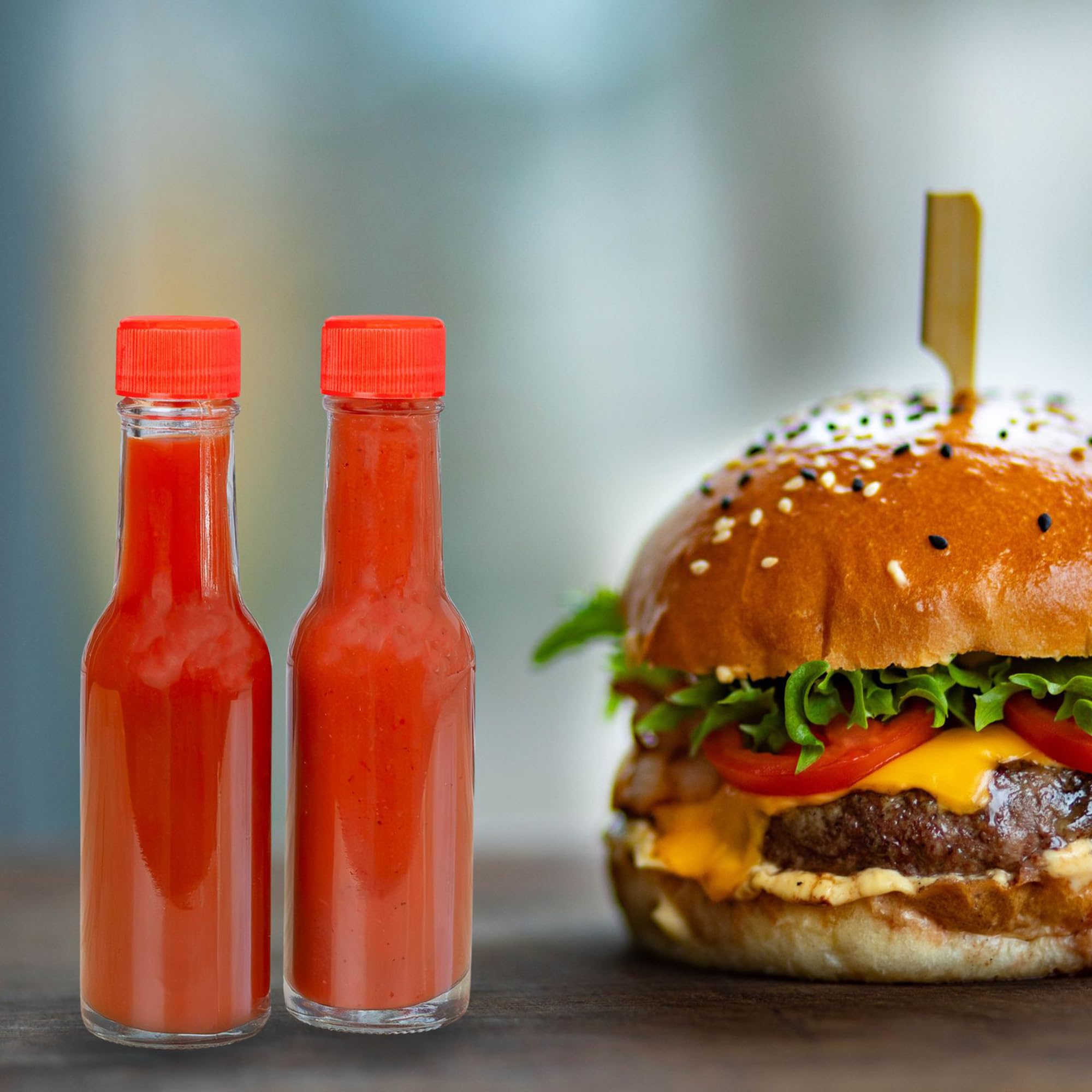 Cornucopia 3oz Mini Hot Sauce Bottles (24-Pack) - Small Sauce Containers with Red Caps, Dripper Inserts & Black Shrink Bands - Perfect for Restaurants, Catering, Parties & Home Use