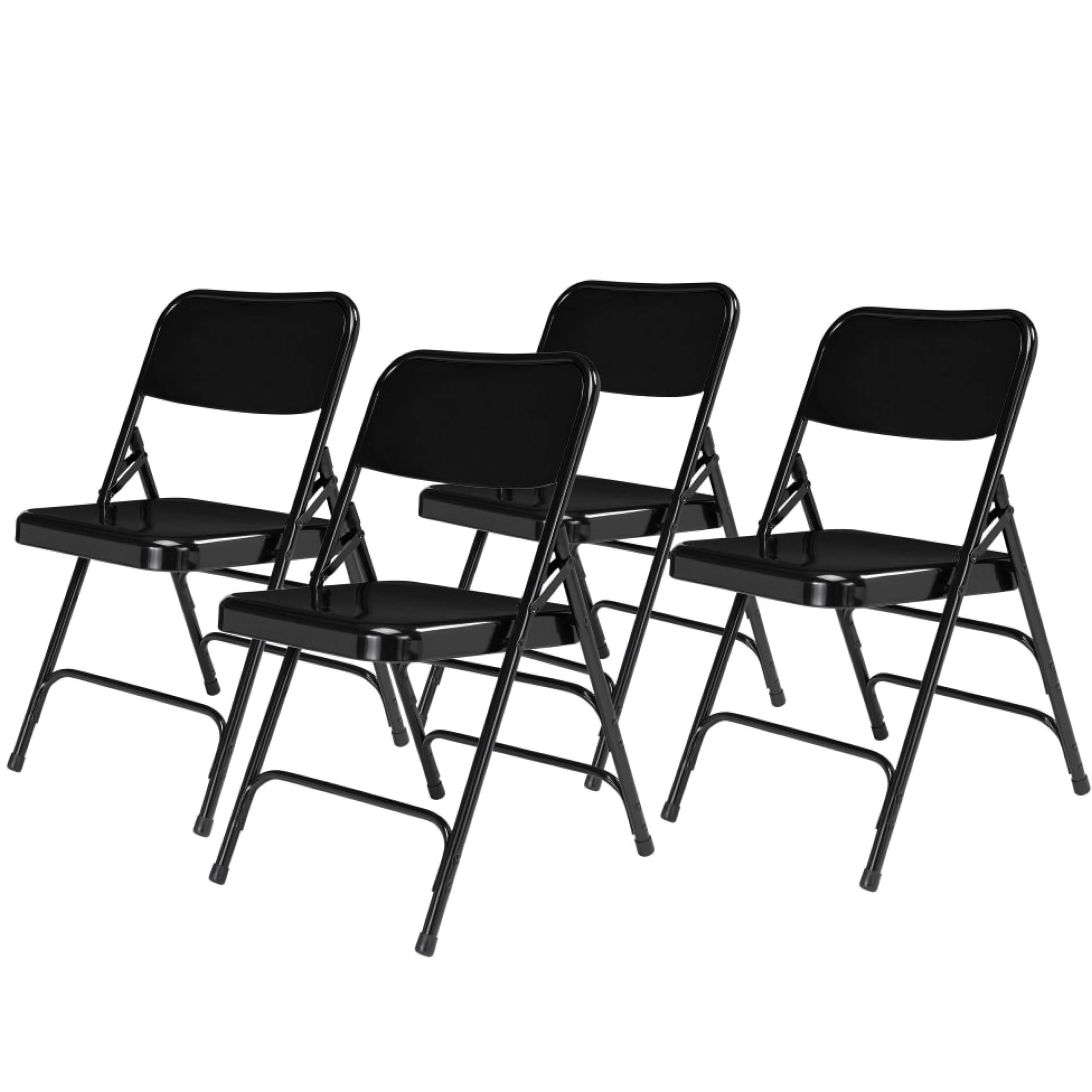 National Public Seating 300 Series Model 310 Heavy Duty All Steel Folding Chair - Triple Brace Support, 480 lbs Weight Capacity, Black (Set of 4) - Perfect for Events, Banquets, Conferences & Home Use