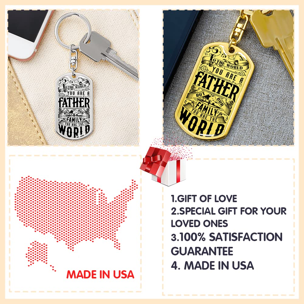 Personalized Dad Keychain - Custom Engraved Dog Tag Keychain with Gift Box | Father's Day Gift, Birthday Present for Dad | Perfect for Father's Day, Christmas & Special Occasions