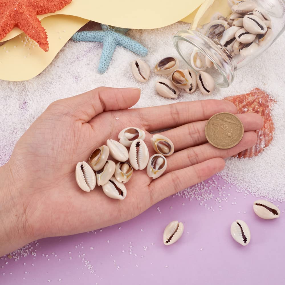 50pcs Natural Cowrie Shell Beads for Jewelry Making - 18-20mm Smooth Oval Seashell Charms, Spacer Beads & Vase Filler - Perfect for DIY Necklaces, Bracelets, Beach Wedding Decor & Fish Tank Decoration