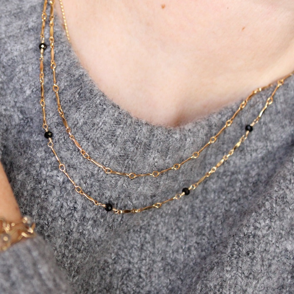 Gemstone Dapped Bar Necklace for Women - Elegant Layering Jewelry for Everyday Wear & Special Occasions
