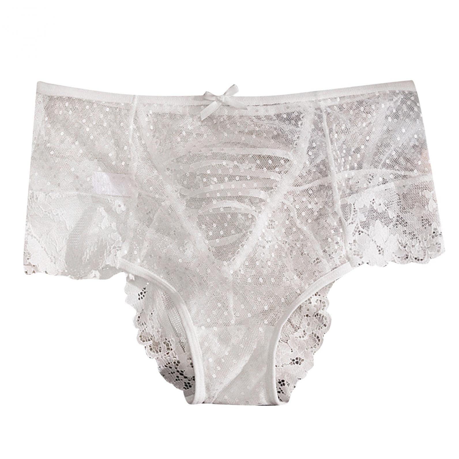 Sexy Lace Flower Bandage Underwear for Women - Mid Waist Transparent Hollow Out Panty with Gusset Liner | Perfect for Date Night, Bridal Lingerie & Sensual Occasions