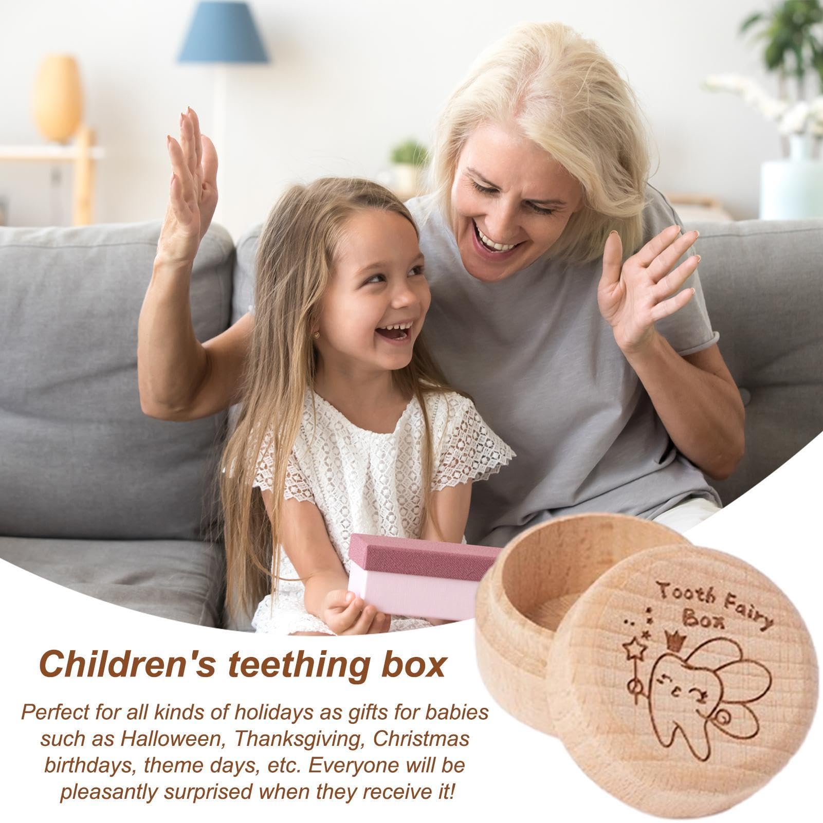 GYOUZA Wooden Baby Tooth Keepsake Box - First Tooth Storage Container for Boys & Girls | Fairy Tooth Saver Gift for Baby Shower, Birthday & Milestone Celebrations | Perfect for Preserving Childhood Memories & Creating Tooth Fairy Traditions