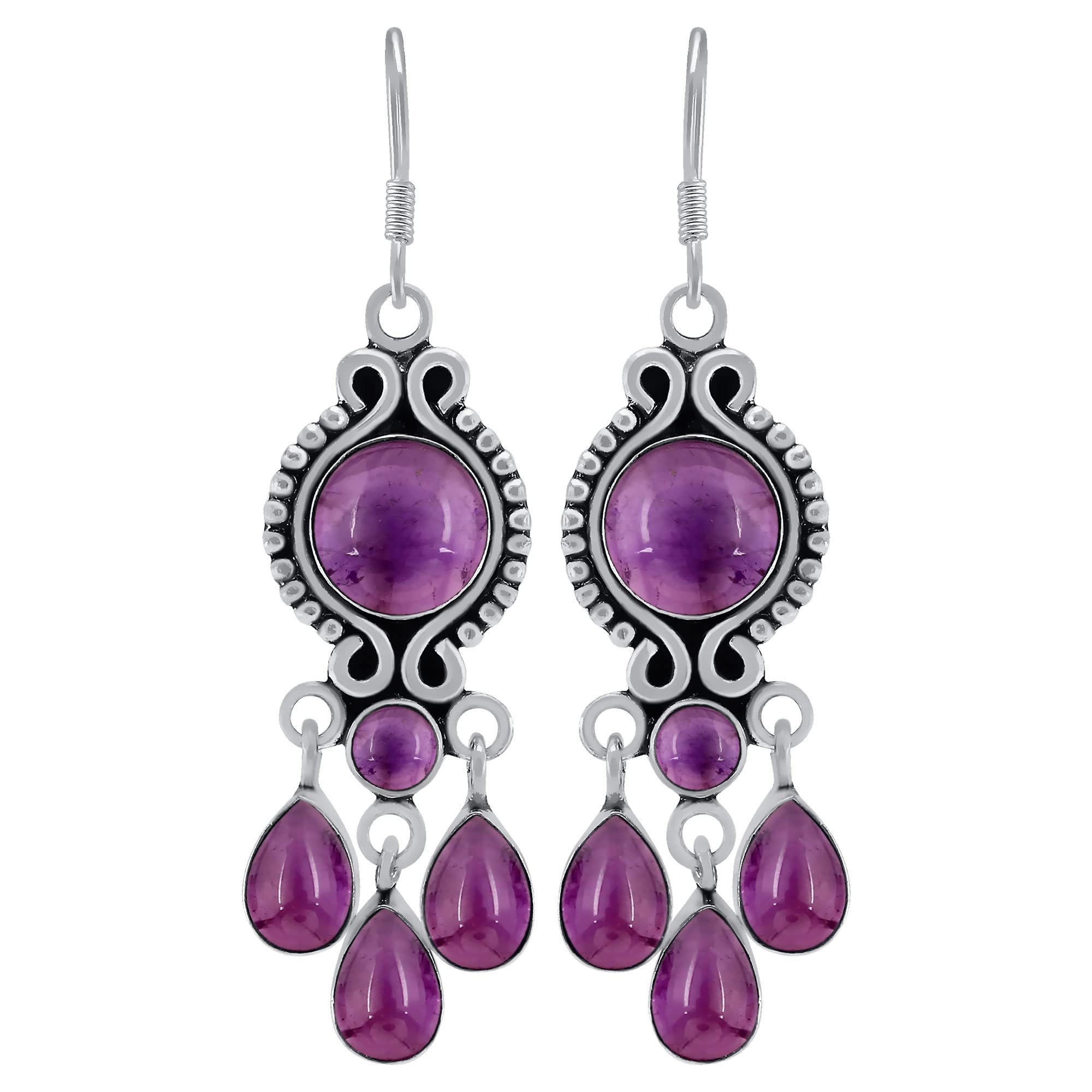 13.65ct Natural Round Gemstone Earrings - Handmade Boho Dangle Jewelry for Women | Birthday Gifts & Everyday Wear