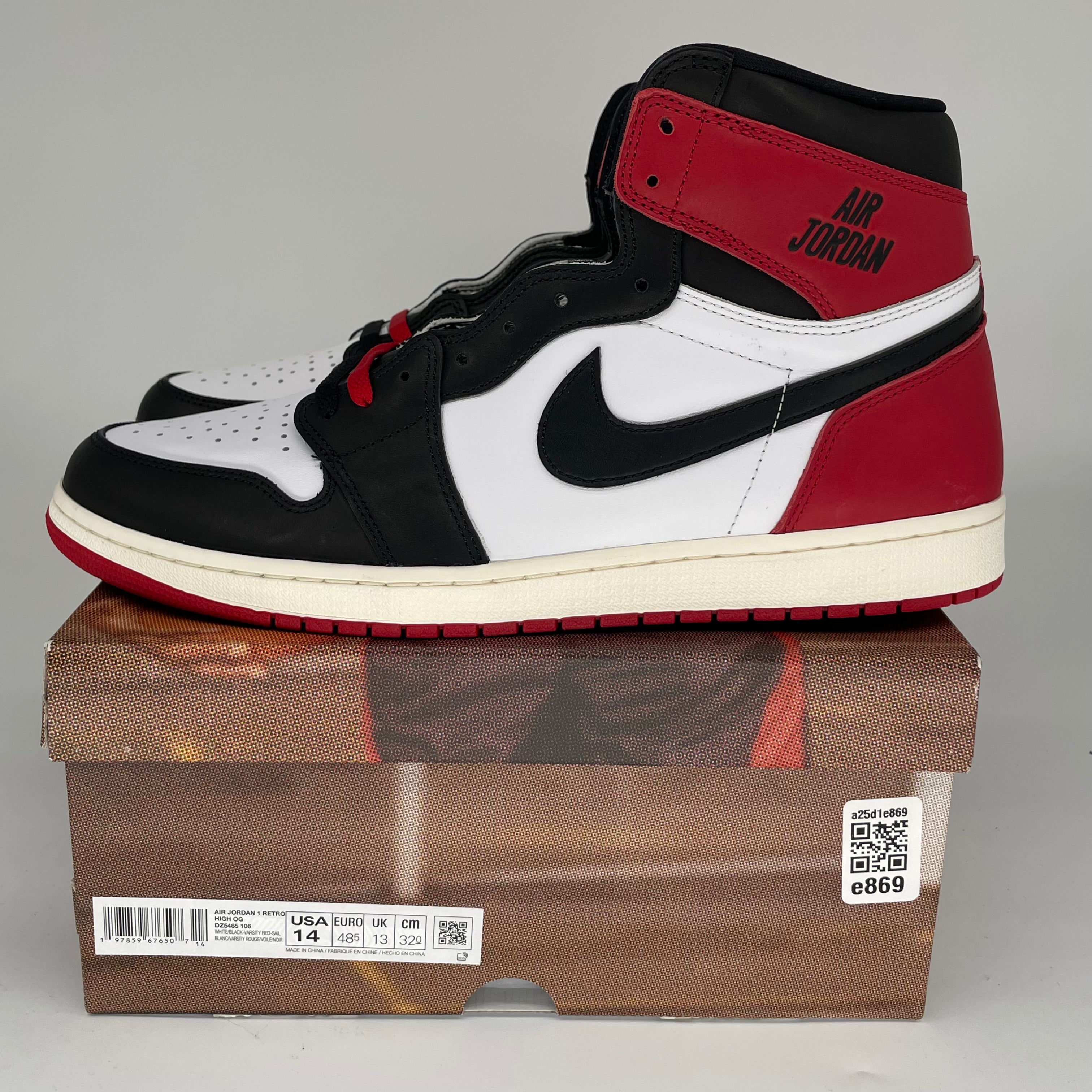AIR JORDAN 1 Black Toe Reimagined Sneakers - Men's Size 14 (DZ5485-106) - Retro Basketball Shoes for Streetwear & Casual Outfits