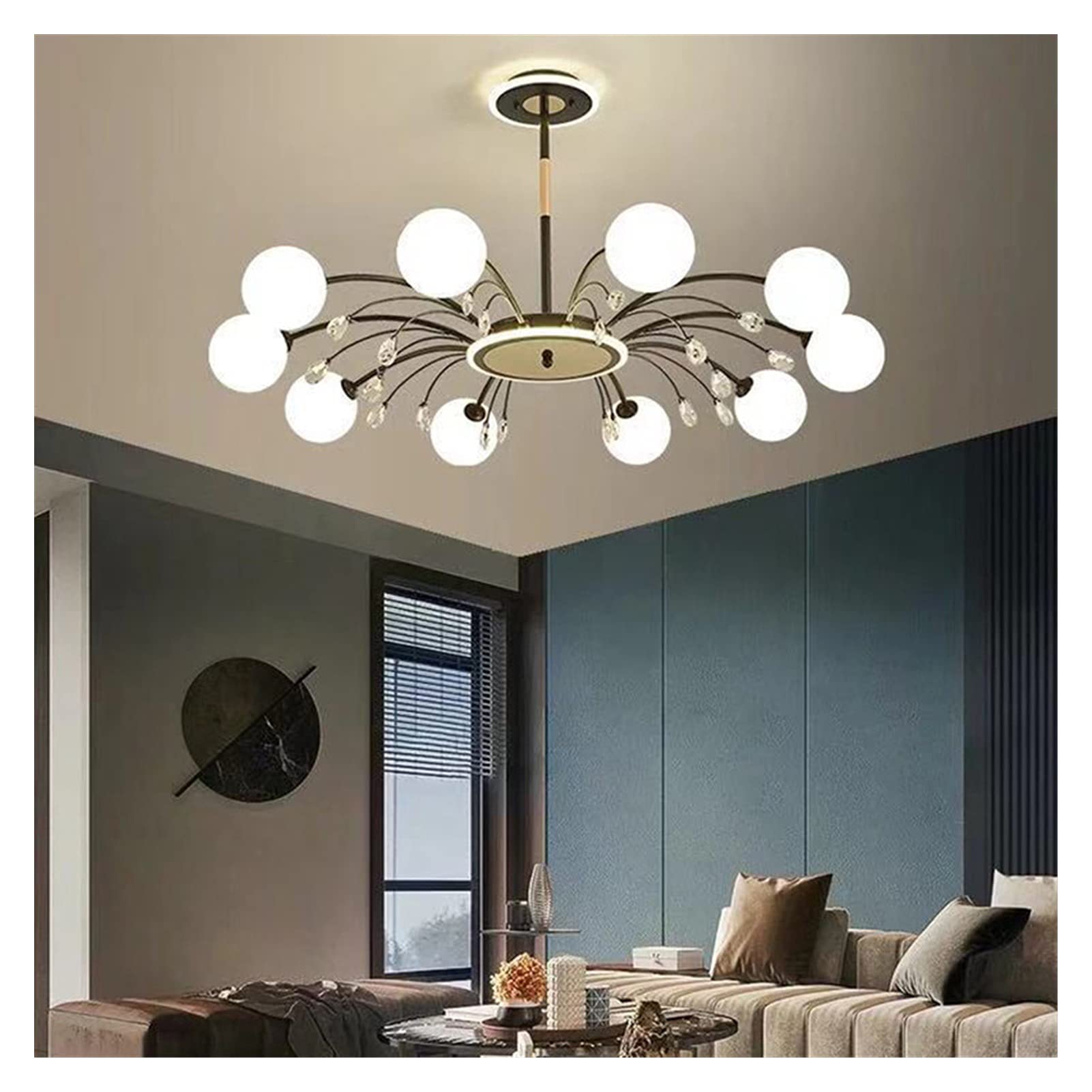 Modern LED Chandelier - Nordic Style Glass Ball Pendant Light with Gold/Black Finish for Dining Room & Living Room Decor | Energy Efficient Warm White Lighting | Perfect for Home, Restaurant and Office Spaces