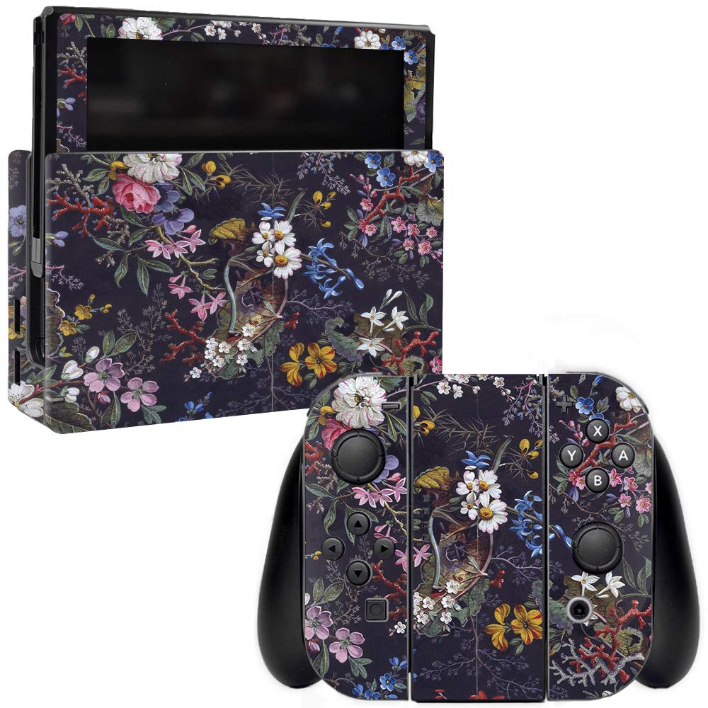 MightySkins Midnight Blossom Vinyl Decal Wrap Cover for Nintendo Switch - Protective, Durable, Easy to Apply & Remove | Made in USA | Perfect for Gaming Protection & Customization
