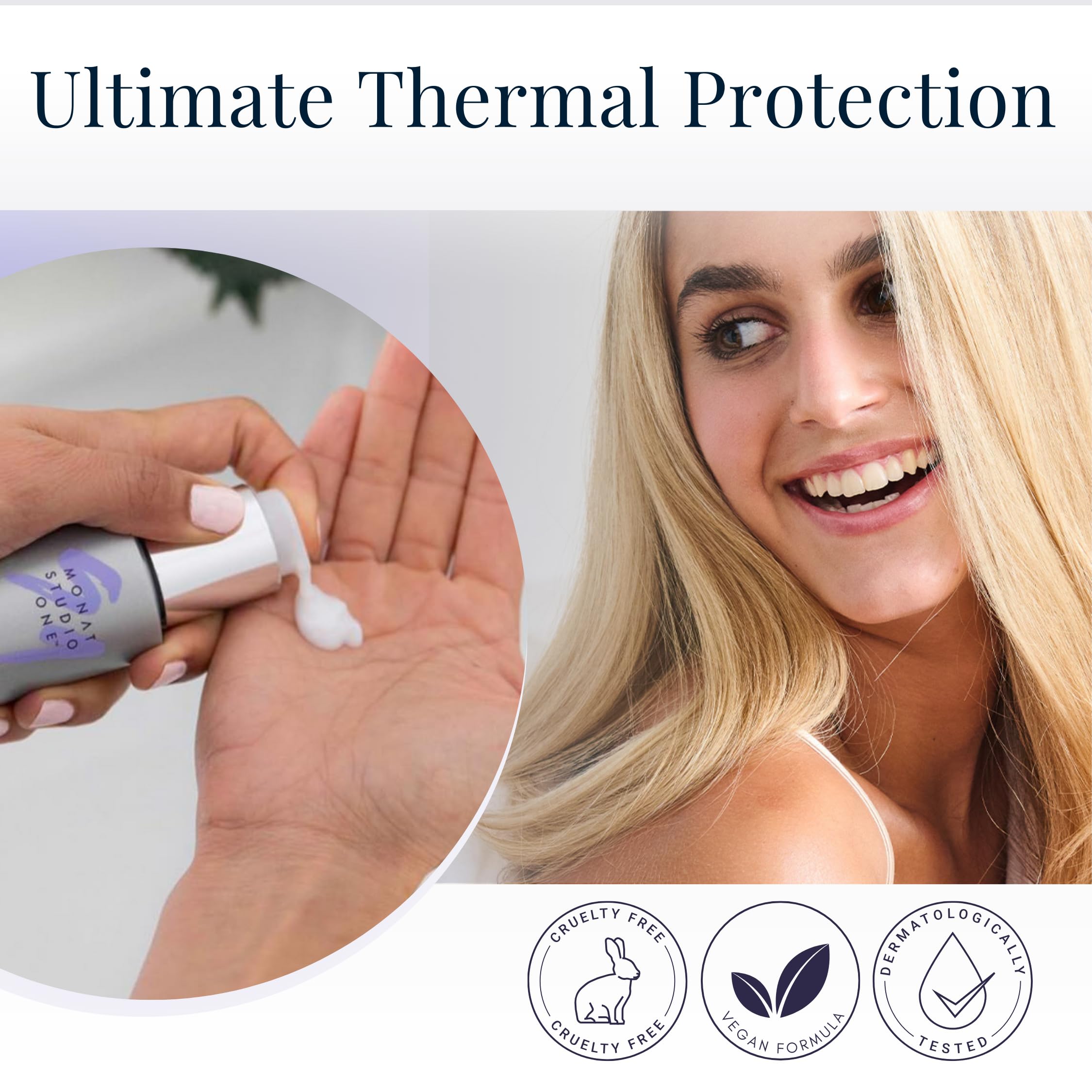 MONAT Studio One Thermal Protect Styling Shield - Heat Protectant Spray for Hair Styling, Straightening & Blow Drying - 134ml/4.5oz - Prevents Heat Damage from Flat Irons & Hair Dryers - Perfect for Daily Styling & Salon Use