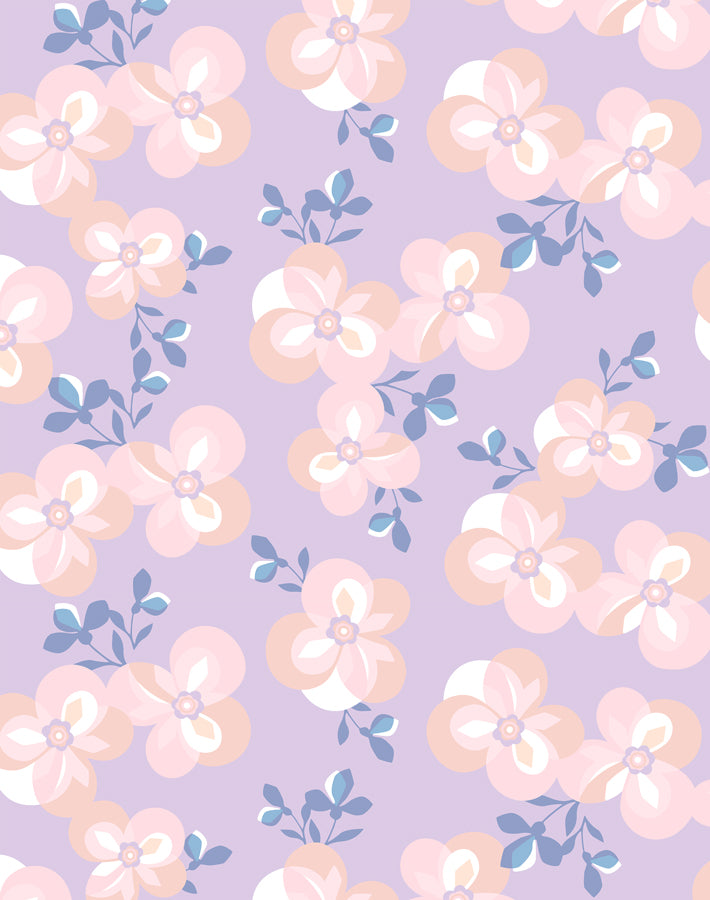 Floral Wallpaper - Tea Collection Lilac Design for Home Decor, Bedroom & Living Room Accent Wall