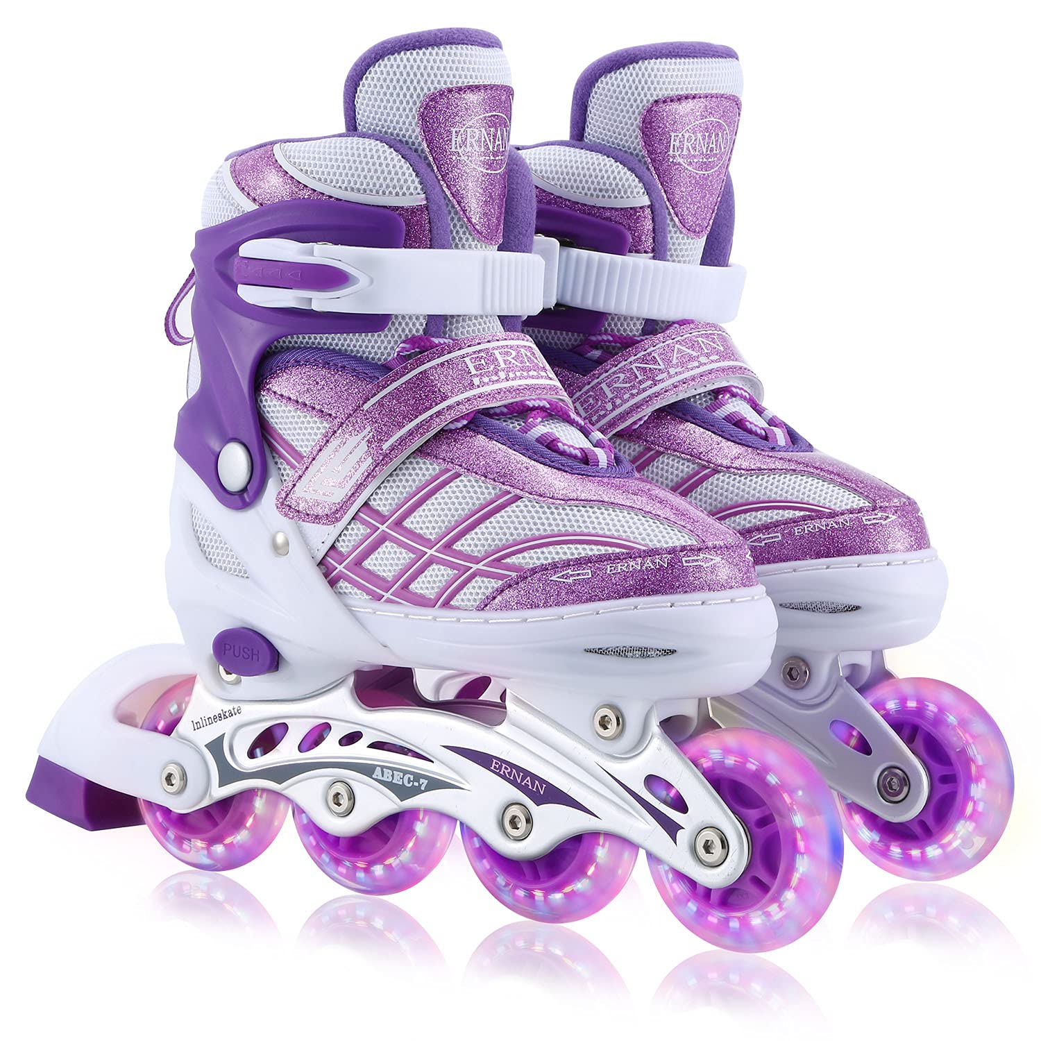 Adjustable Kids Inline Skates for Girls & Boys - 8 LED Light Up Wheels for Beginners | Perfect for Outdoor Play, Birthday Gifts & Roller Skating Lessons
