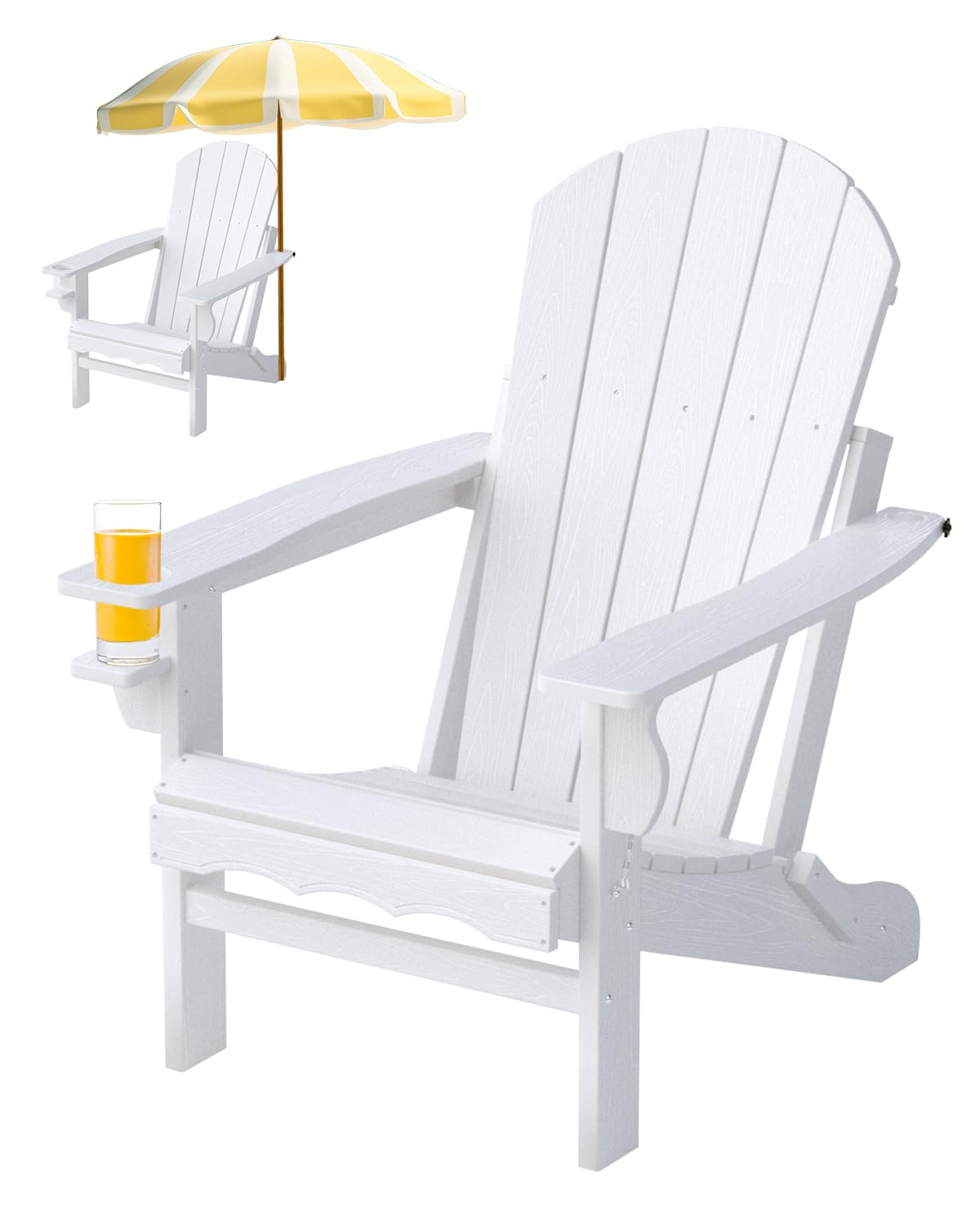 Premium Folding Adirondack Chairs for Adults - Durable HDPE Composite Outdoor Lounge Chairs with Fire Pit - Weather-Resistant White Patio Furniture for Backyard, Poolside & Camping Relaxation