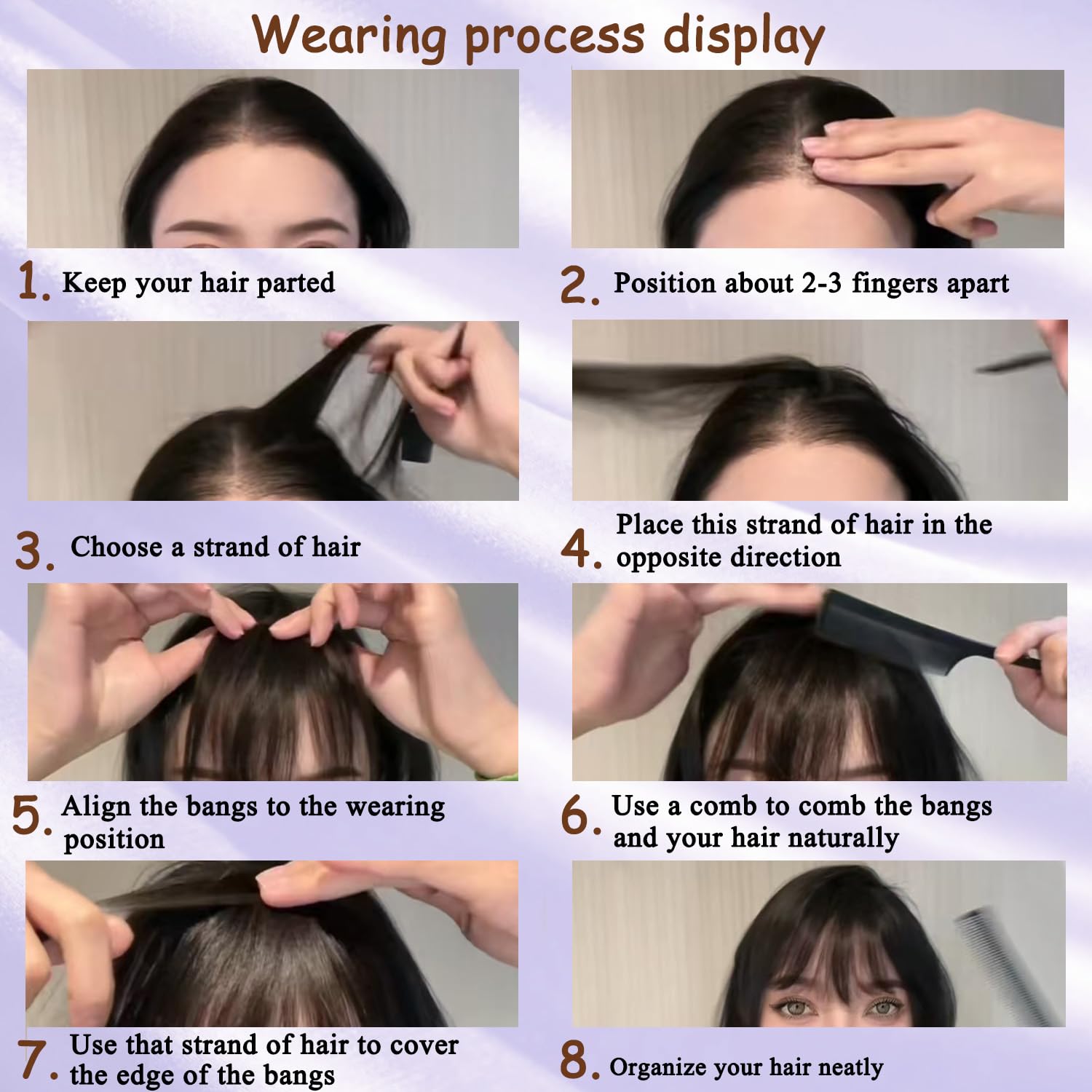 Jijukor Clip In Bangs - 100% Human Hair Wispy Dark Brown Fake Bangs Extensions with Temples for Women | Natural Look, Easy to Wear | Perfect for Daily Use, Cosplay, and Hairstyling