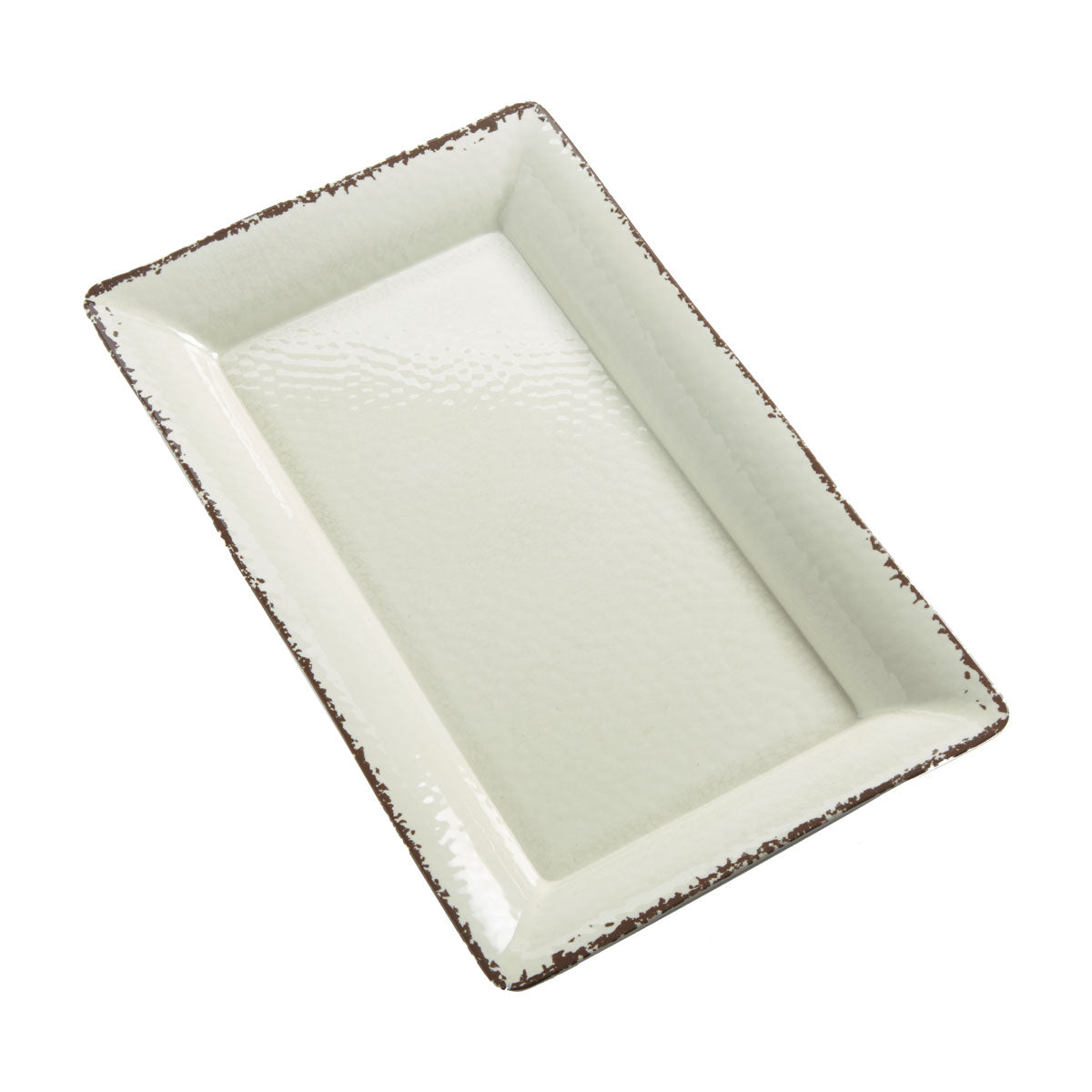 Antique White Large Rectangular Melamine Serving Platter - 12
