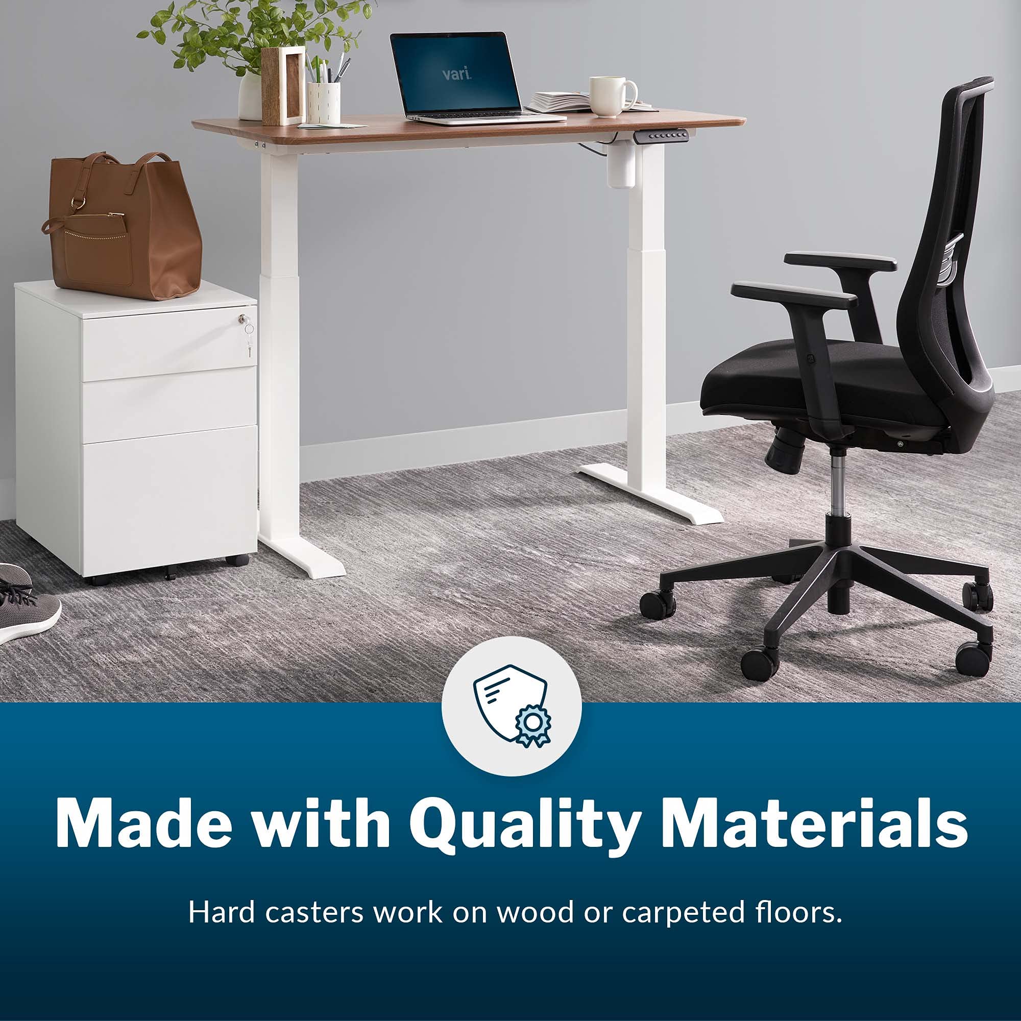 Varidesk Essential Task Chair - Ergonomic Mesh Office Chair with Adjustable Height, Lumbar Support & Breathable Backrest - Perfect for Home Office, Computer Work & Gaming Setup - Black (Easy Assembly)
