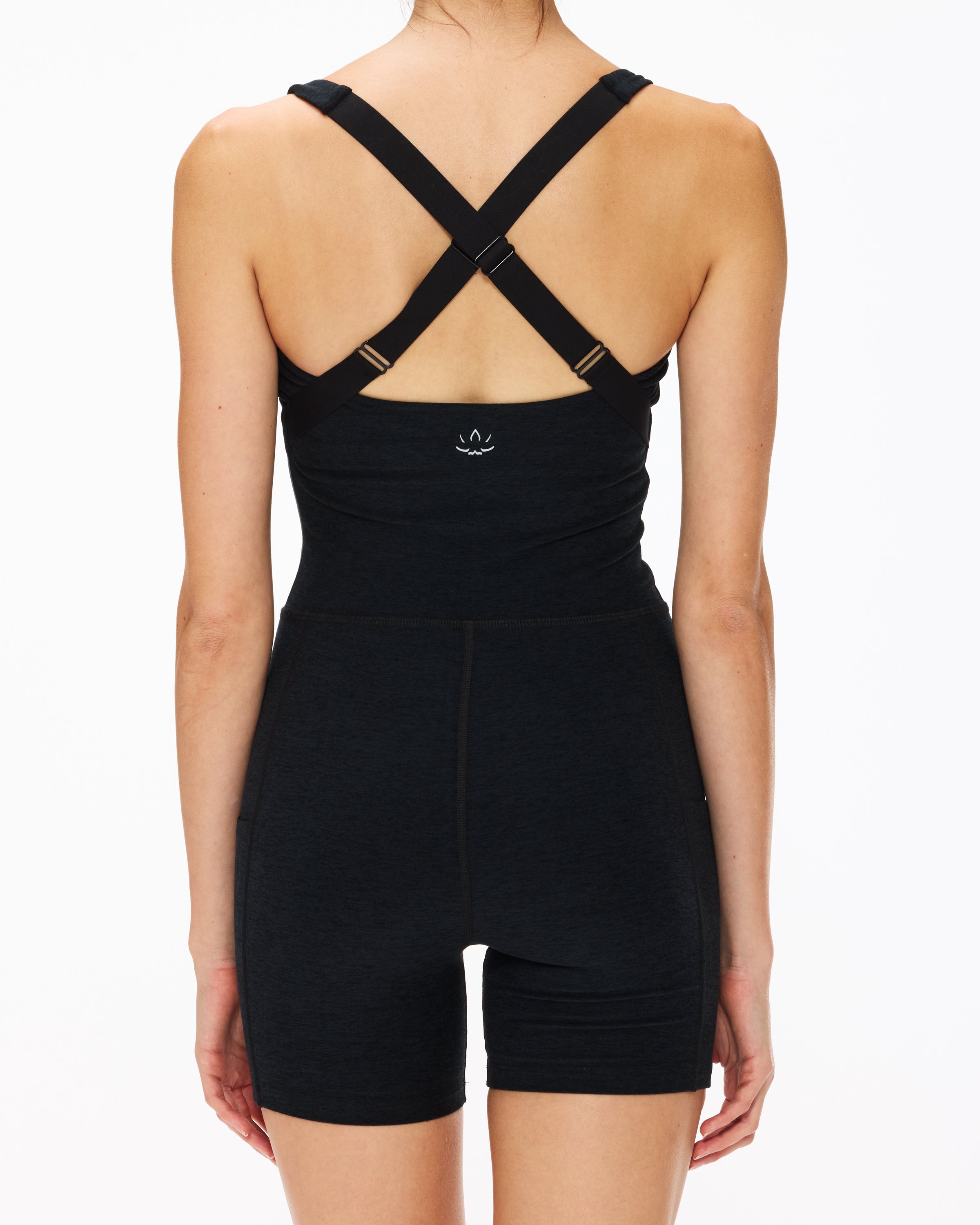 Beyond Yoga Spacedye Get Up And Go Pocket Biker Jumpsuit - Women's Stretchy Yoga Romper with Pockets for Workouts, Travel & Lounge Wear
