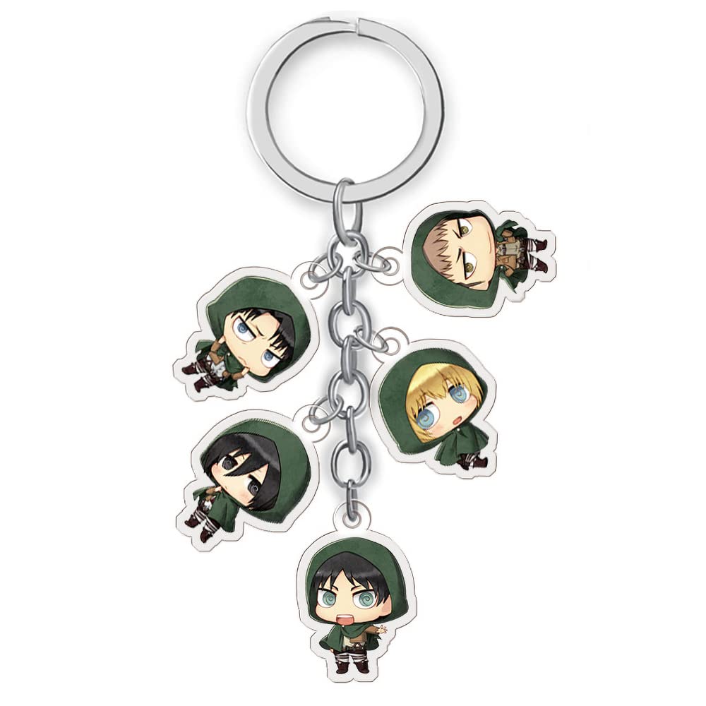 JXDecor Attack on Titan Anime Keychain Set - 5-in-1 Double-Sided Car Ornaments & Collectible Gifts for Anime Fans | Perfect for Cosplay, Conventions, and Anime-Themed Parties