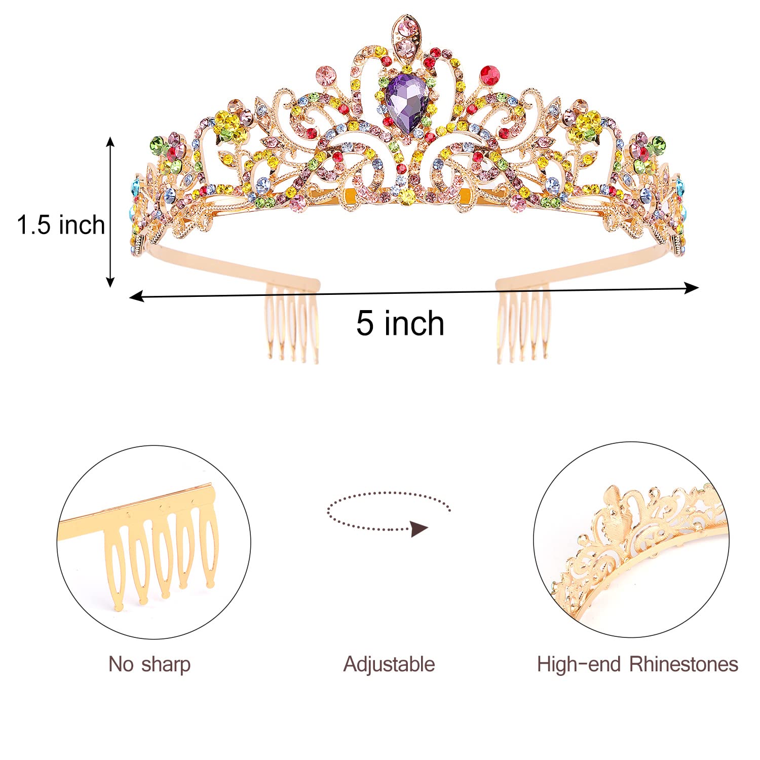 VELSCRUN Birthday Crown & Sash Set - Glitter Party Tiara & Satin Ribbon for Women's Birthday Decorations - Perfect for Birthday Parties, Bachelorette, Bridal Showers & Special Celebrations