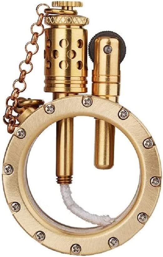 Vintage Steampunk Kerosene Lighter - Unique Metal Round Gift for Men (Father's Day, Camping)