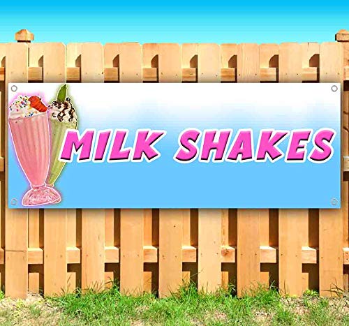 13 oz Heavy-Duty Vinyl Milkshake Banner - Single-Sided with Metal Grommets | Durable Non-Fabric Sign for Restaurants, Cafes & Milkshake Shops | Perfect for Indoor/Outdoor Decor & Promotions