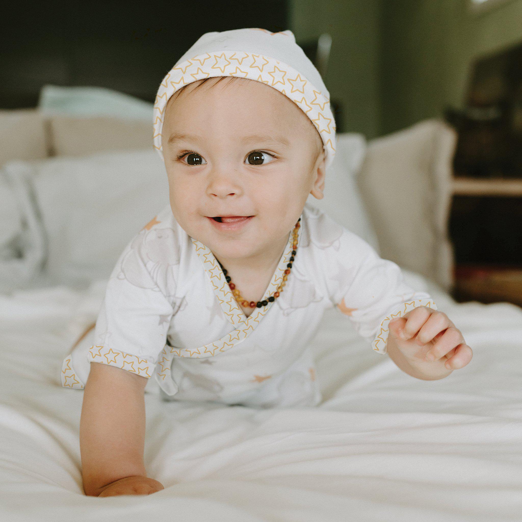 Bloom Bunny Kimono Romper and Hat Set for Baby Girls - Soft Cotton Outfit with Matching Hat - Perfect for Photoshoots, Birthday Parties & Special Occasions