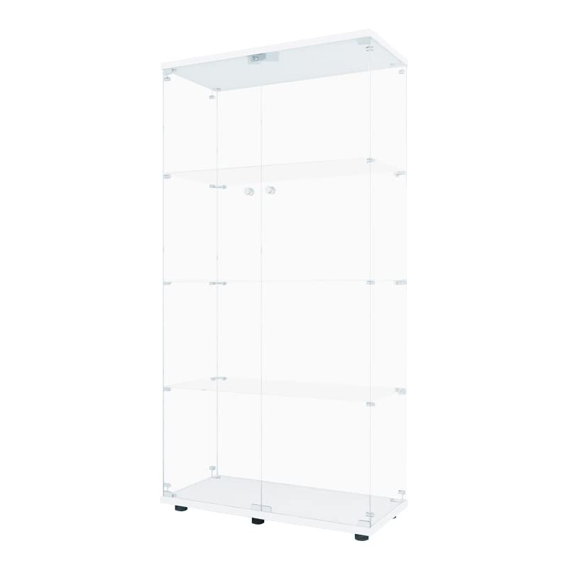 Yoluckea 5.4 Feet Tall Modern Glass Display Cabinet - Floor Standing Curio Cabinet with 4 Shelves & 2 Doors, Clear Glass Storage for Living Room, Bedroom, Study - Perfect for Showcasing Collectibles, Books & Decorative Items - Easy Upgrade Assembly