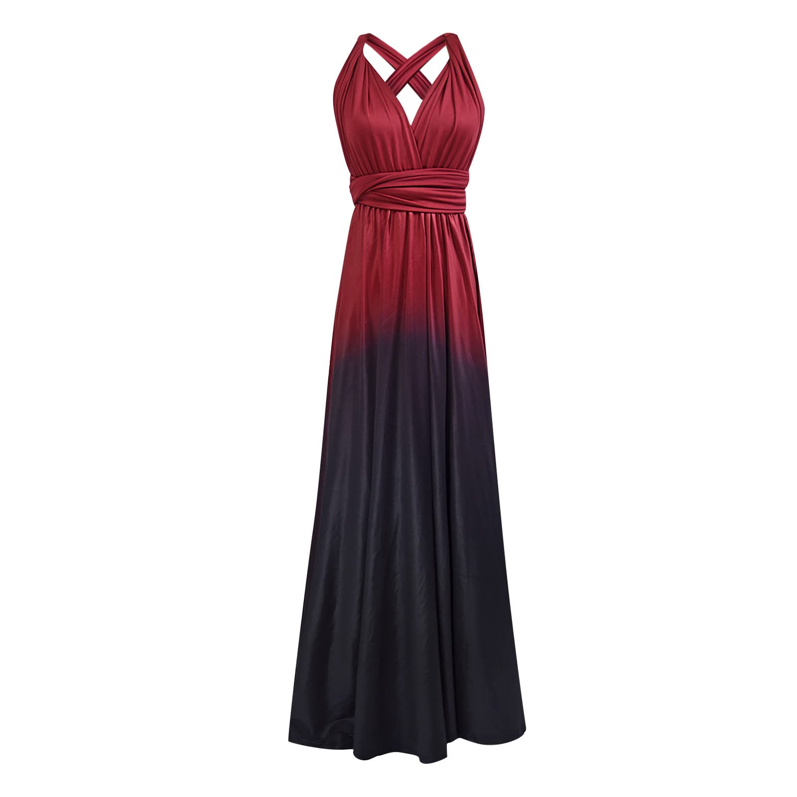 LAWOR Women's Summer Maxi Dress - Cross Back Strap Multi-Way Wedding & Party Long Dress for Beach, Vacation & Special Occasions