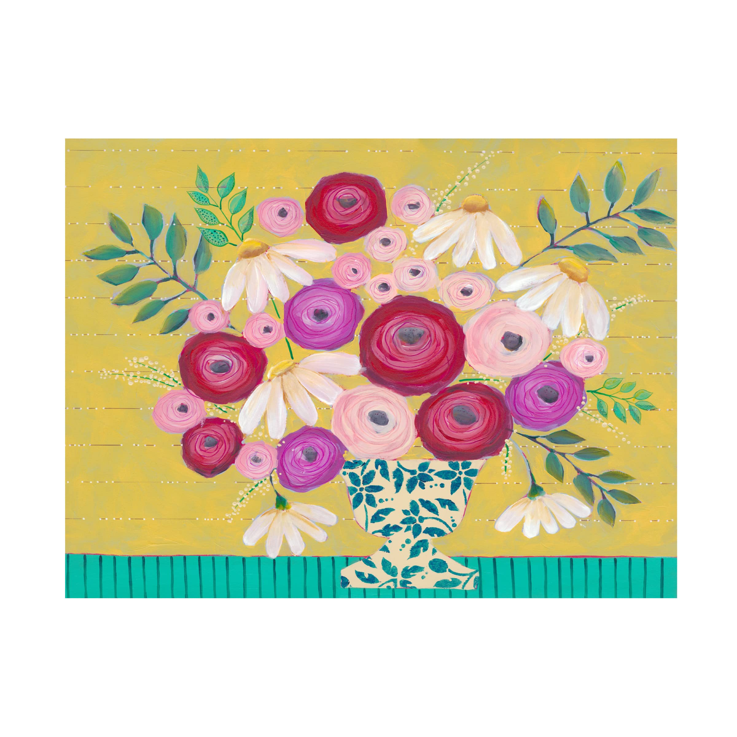 Bold Flowers II Canvas Wall Art by Regina Moore - Modern Floral Painting for Living Room, Bedroom & Office Decor