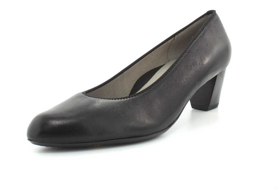 ARA Women's Leather Pumps - Black Wide Width Size 4.5 EU (US 7.5) - Comfortable Office Work Shoes for Professional Women
