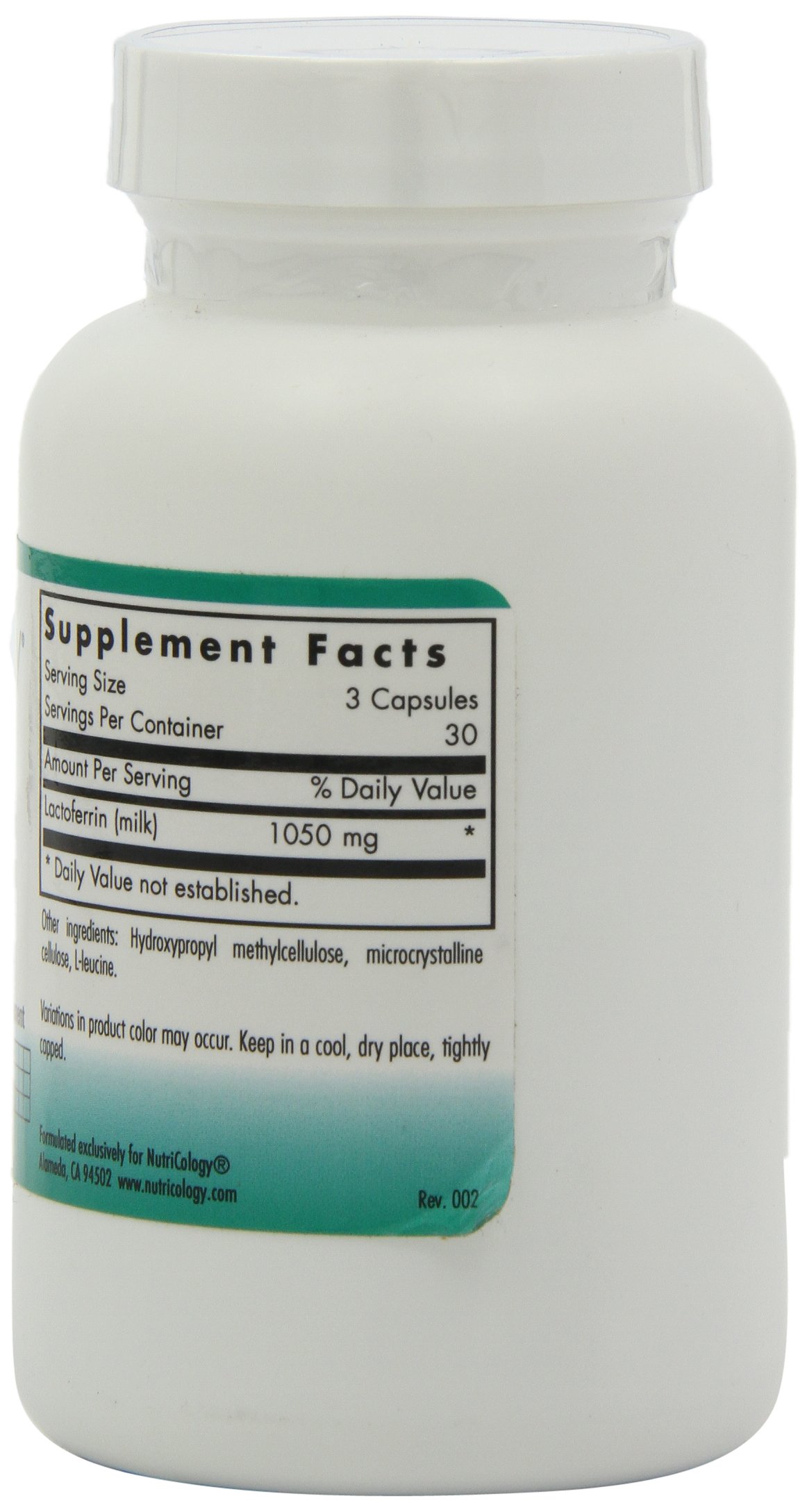 Nutricology Lactoferrin Supplement 350mg - Bovine Colostrum Immune Support, Iron Supplement with Bioactive Peptides, 90 Vegicaps for Daily Immune & Gut Health - Perfect for Travel, Fitness & Wellness Routines