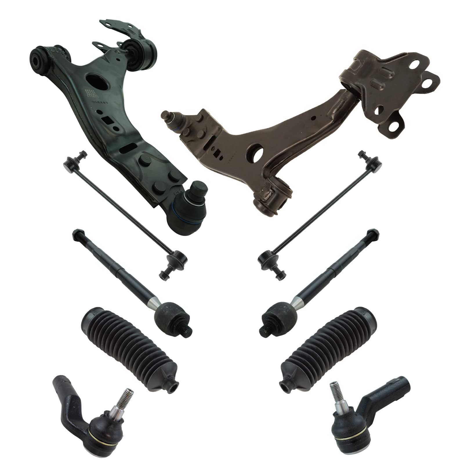 TRQ Front Steering & Suspension Kit - Control Arm with Ball Joint, Steering Rack & Pinion, Bellow, Sway Bar, Stabilizer Link, Tie Rod - Compatible with 2013-2019 Ford Escape - Perfect for Smooth Ride & Enhanced Vehicle Control