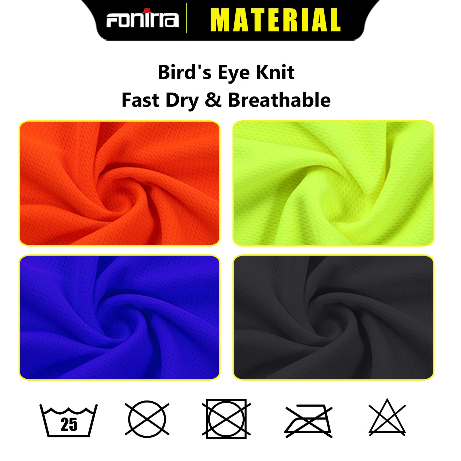 FONIRRA High Visibility Safety T-Shirts for Men - ANSI Class 2 Reflective Work Shirts with Pocket, Short Sleeve for Construction, Road Work & Nighttime Safety
