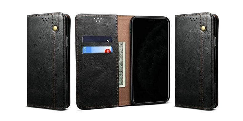 Samsung Galaxy S23 Ultra Leather Magnetic Book Cover Case - Premium Protection for Work, Travel & Daily Use