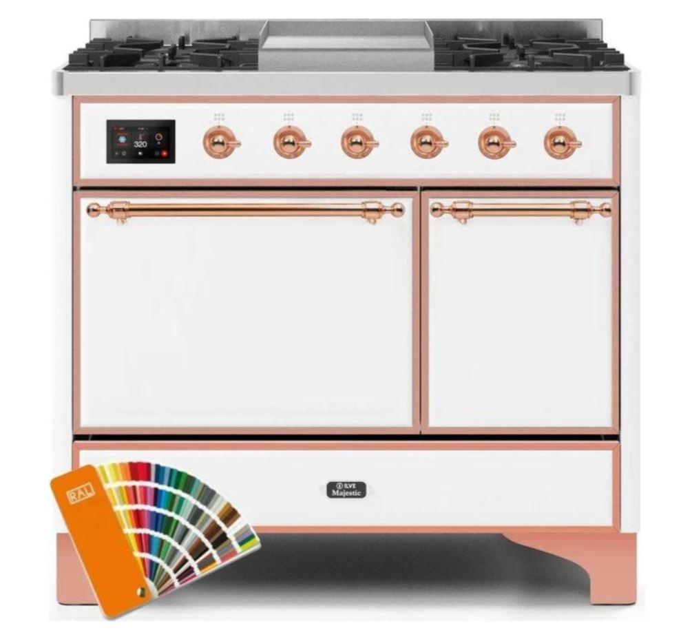 ILVE 40 Inch Majestic II Series Professional Natural Gas & Propane Dual Fuel Range with 6 Sealed Burners & Electric Oven - UMD10FDQNS3 - Perfect for Home Chefs & Commercial Kitchens