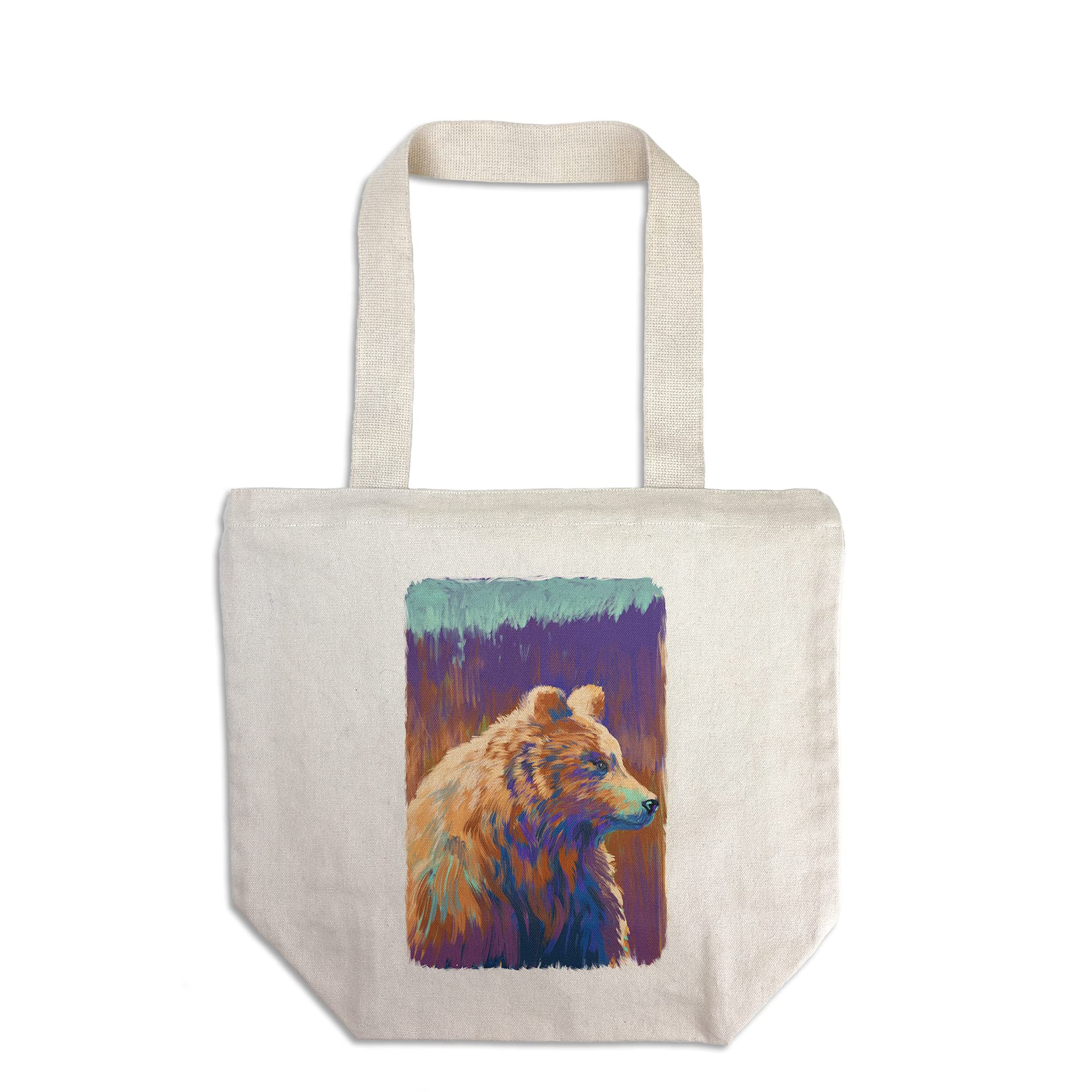 Lantern Press Grizzly Bear Watercolor Tote Bag - 100% Cotton Canvas Reusable Shopping Bag for Groceries, Beach & Everyday Use