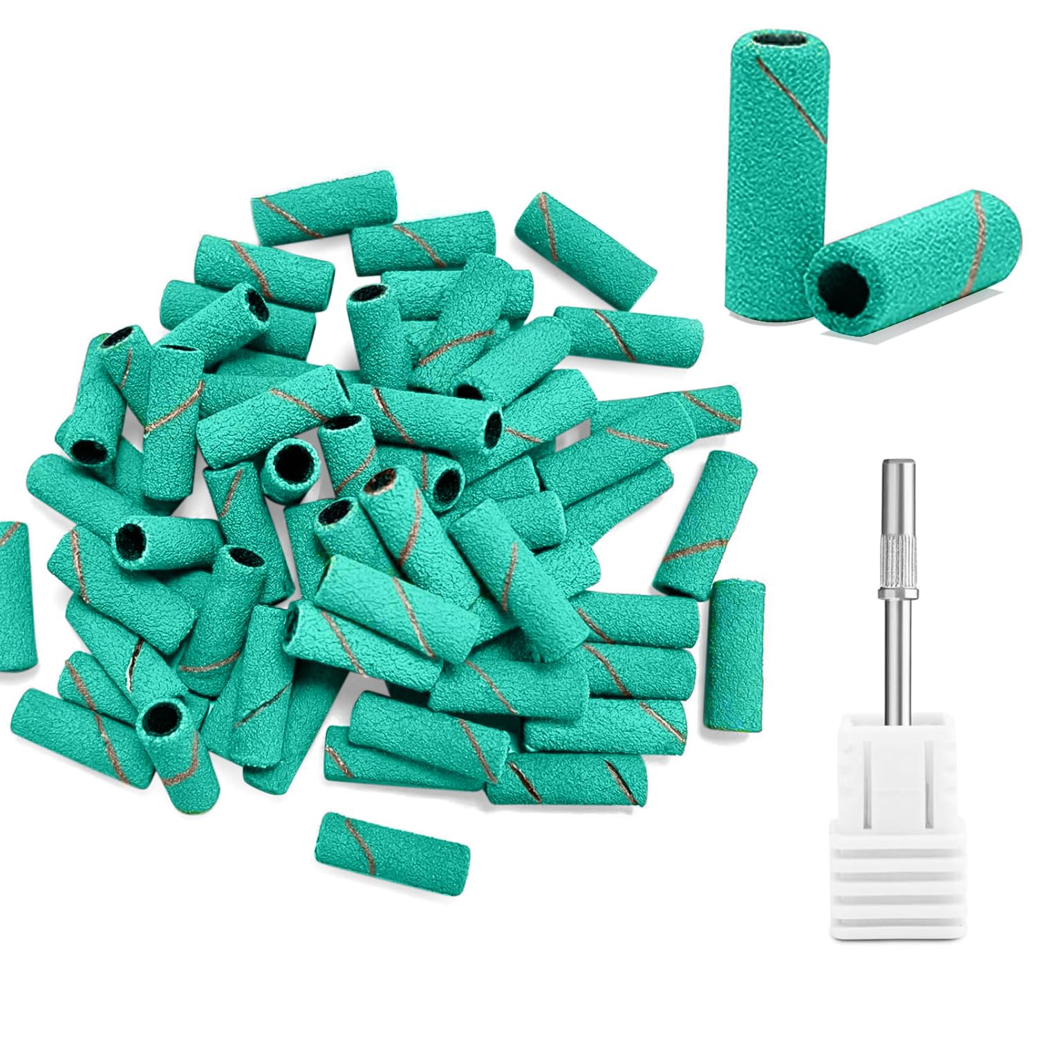 180 Grit Nail Sanding Bands for Drill - 80Pcs Professional Sanding Bands with 3.1mm Mandrel for Acrylic Gel Nails, Callus Removal & Nail Shaping - Perfect for Manicure, Pedicure & Nail Art at Home or Salon