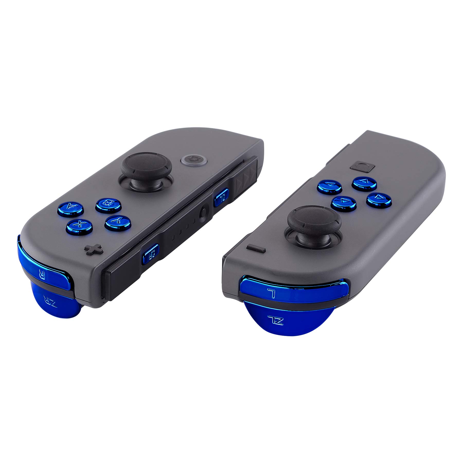 eXtremeRate Chrome Blue Full Set Replacement Buttons for Nintendo Switch & OLED JoyCon - ABXY Direction Keys, SR SL L R ZR ZL, + - Home Capture Trigger Buttons with Springs (Controller Not Included) - Perfect for DIY Repair, Customization & Gaming Enhancement