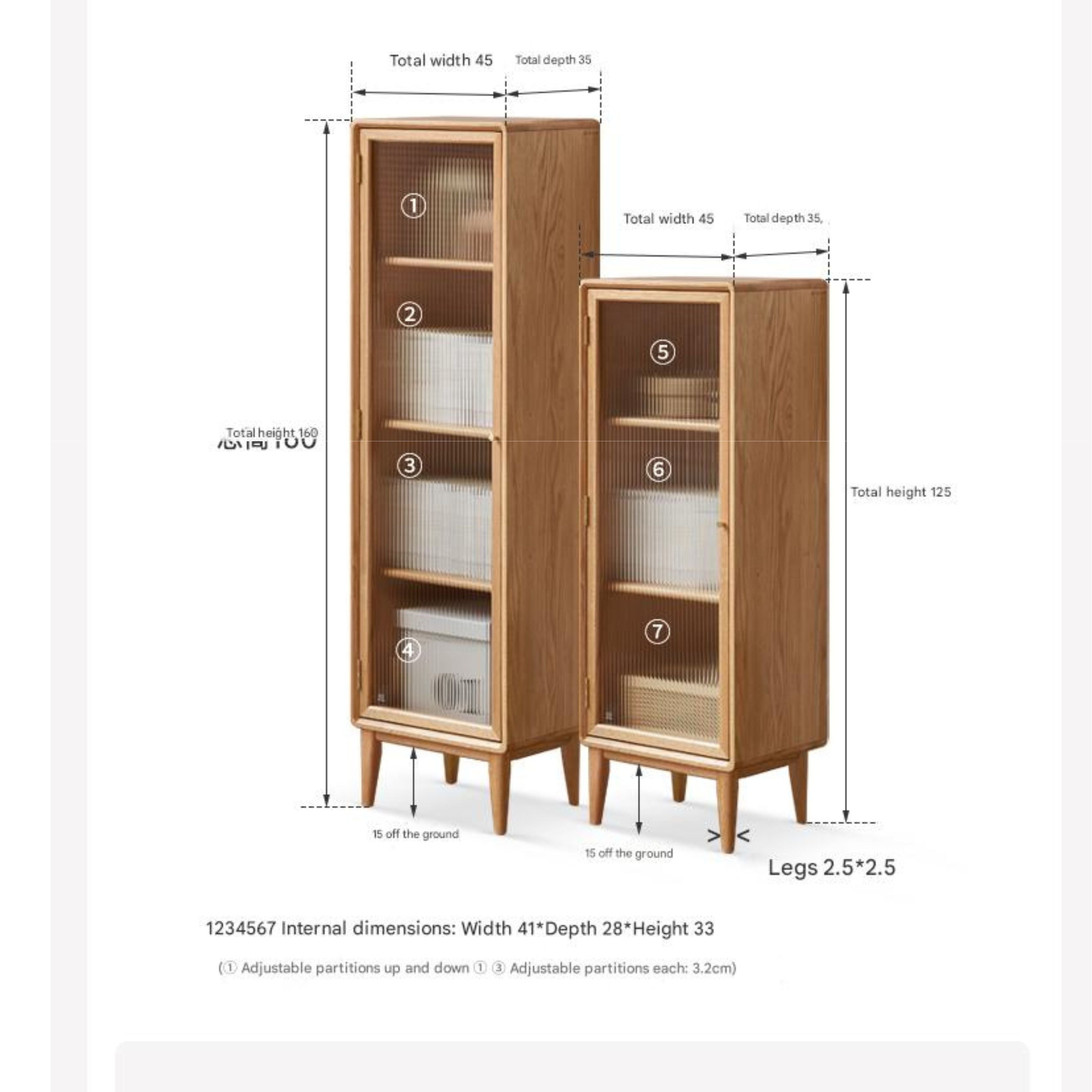 Solid Oak Wood Side Cabinet - Small Bookcase with Adjustable Shelves for Living Room, Bedroom, or Office Storage | Rustic Home Decor Furniture