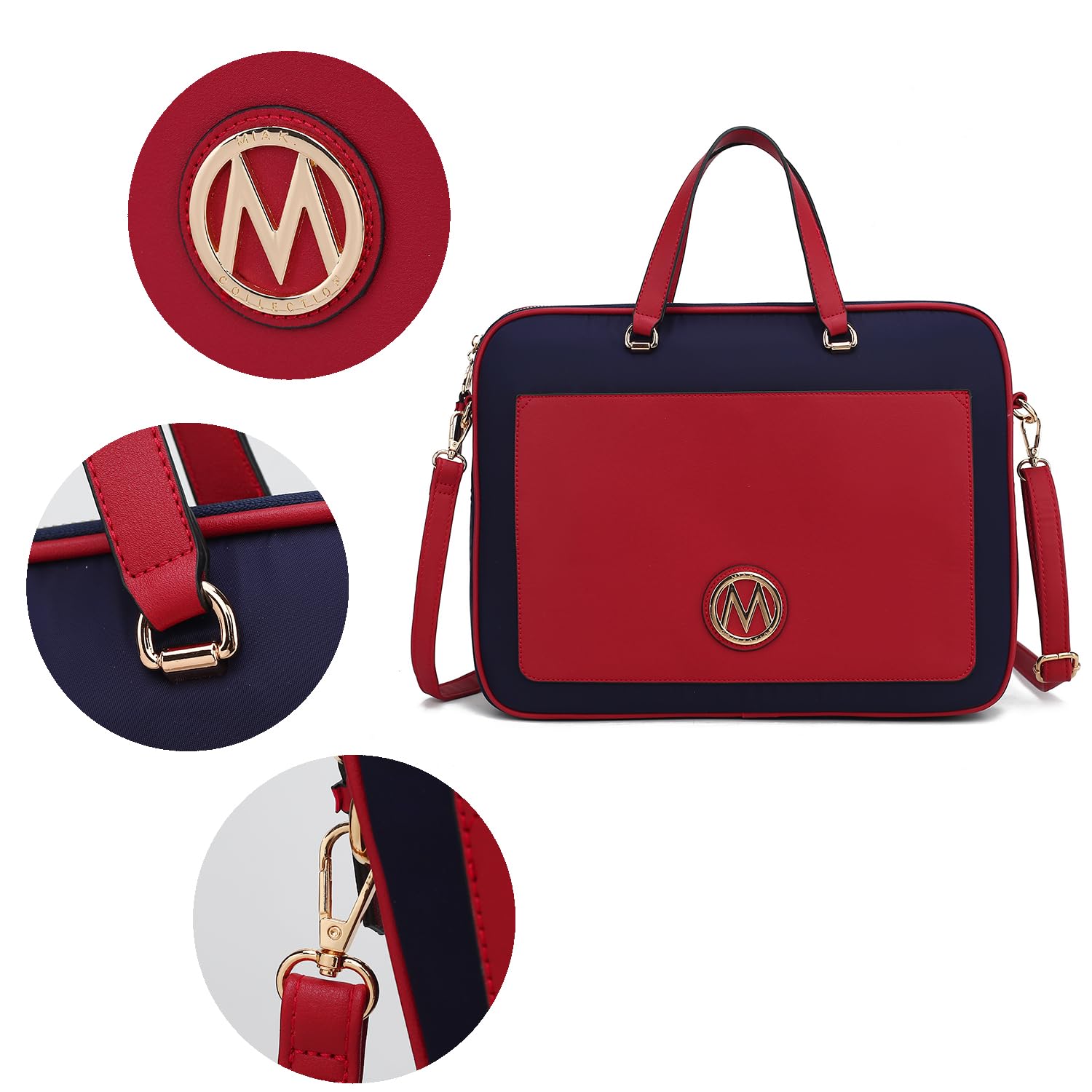 MKF Collection Lightweight 14 Inch Laptop Shoulder Bag for Women - Stylish Messenger Bag, Work Briefcase & Computer Case - Perfect for Office, Business Travel & College Use