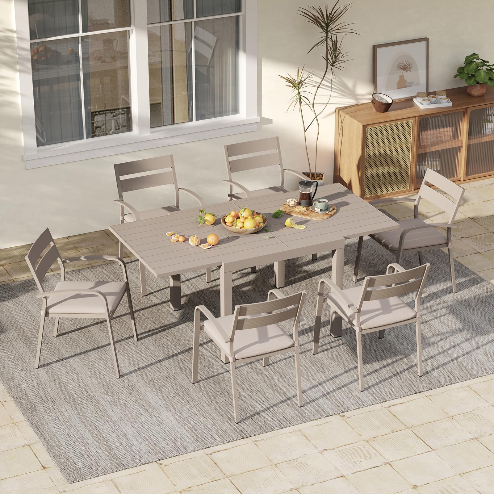 Soleil Jardin Extendable Aluminum Patio Dining Table 35