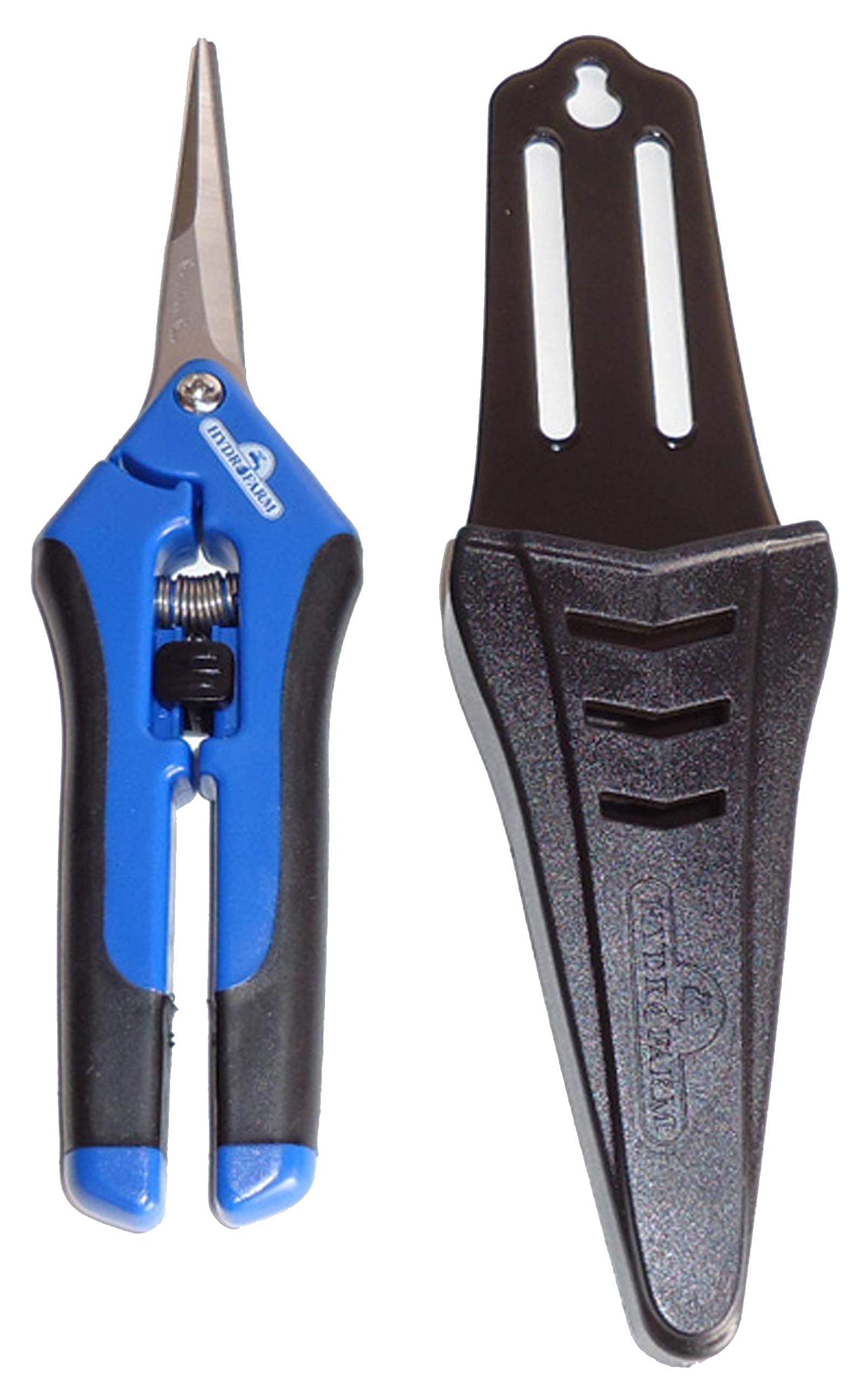 Hydrofarm HGPP400C Stainless Steel Precision Curved Blade Gardening Scissor Pruner with Holster & Safety Lock - 8 Pack for Plants, Flowers, Herbs, Bonsai Trimming - Ideal for Home Garden, Landscaping, Florist Use