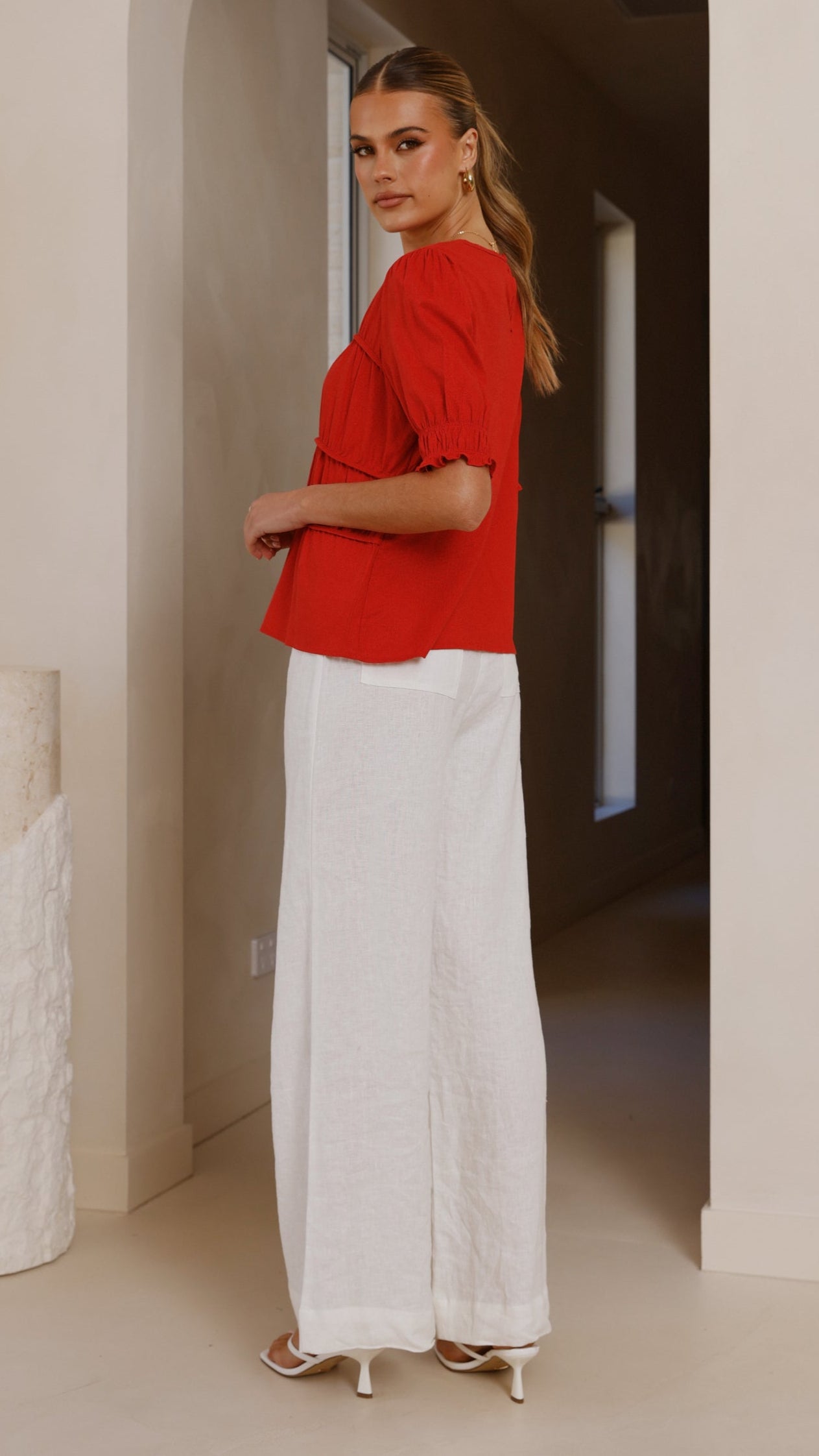Kai Women's Short Sleeve T-Shirt - Soft Cotton Casual Tee in Red | Perfect for Summer Outfits, Beach Wear & Everyday Comfort