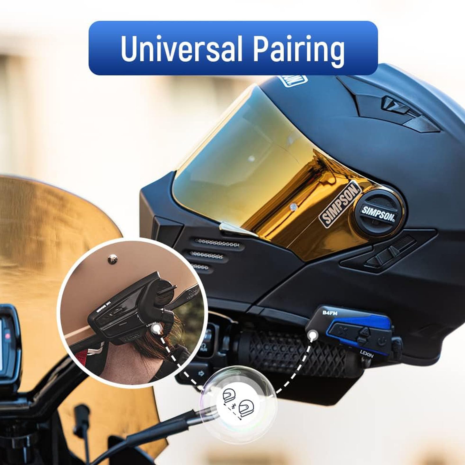 **LEXIN B4FM Motorcycle Bluetooth Headset – 10 Rider Intercom, IP67 Waterproof, Noise Cancellation, Music Sharing & FM Radio – Universal for Motorcycle, Snowmobile & ATV (2 Pack) – Perfect for Group Rides, Off-Road Adventures & Long-Distance Travel**