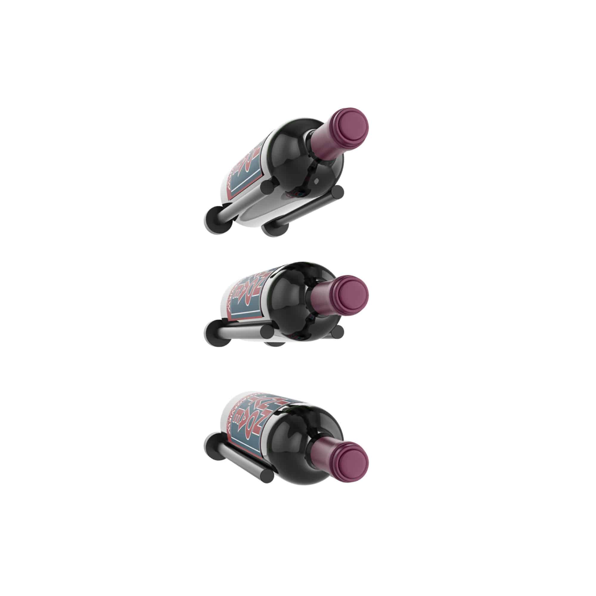 Vino Rails 3 Bottle Wine Rack - Space Saving 3x1 Grid Design for Kitchen, Bar & Dining Room Storage
