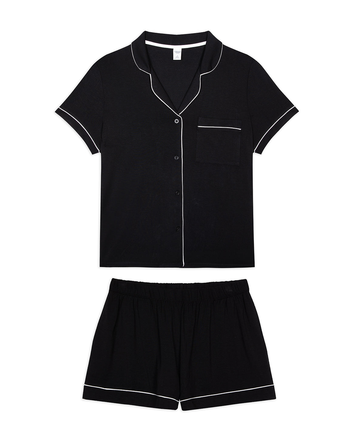 Premium TENCEL™ Modal Short Sleeve Button Up Pajama Set for Women - Soft & Breathable Sleepwear - Black - Perfect for Summer Nights & Lounge Wear
