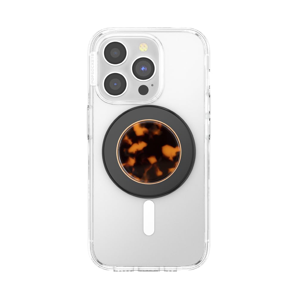 PopSockets MagSafe Phone Grip & Holder - Wireless Charging Compatible, Ergonomic Phone Stand for iPhone 14/13/12 (Tortoise Shell Design) - Perfect for Driving, Video Calls & Hands-Free Use