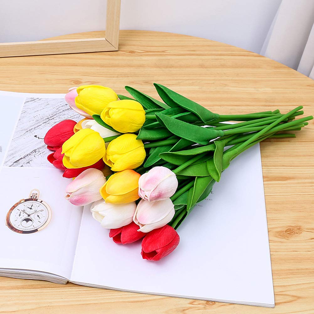 30PCS Realistic PU Tulip Flowers - Lifelike Artificial Tulips for Home Decor, Wedding Centerpieces, Party Arrangements & Spring Floral Displays