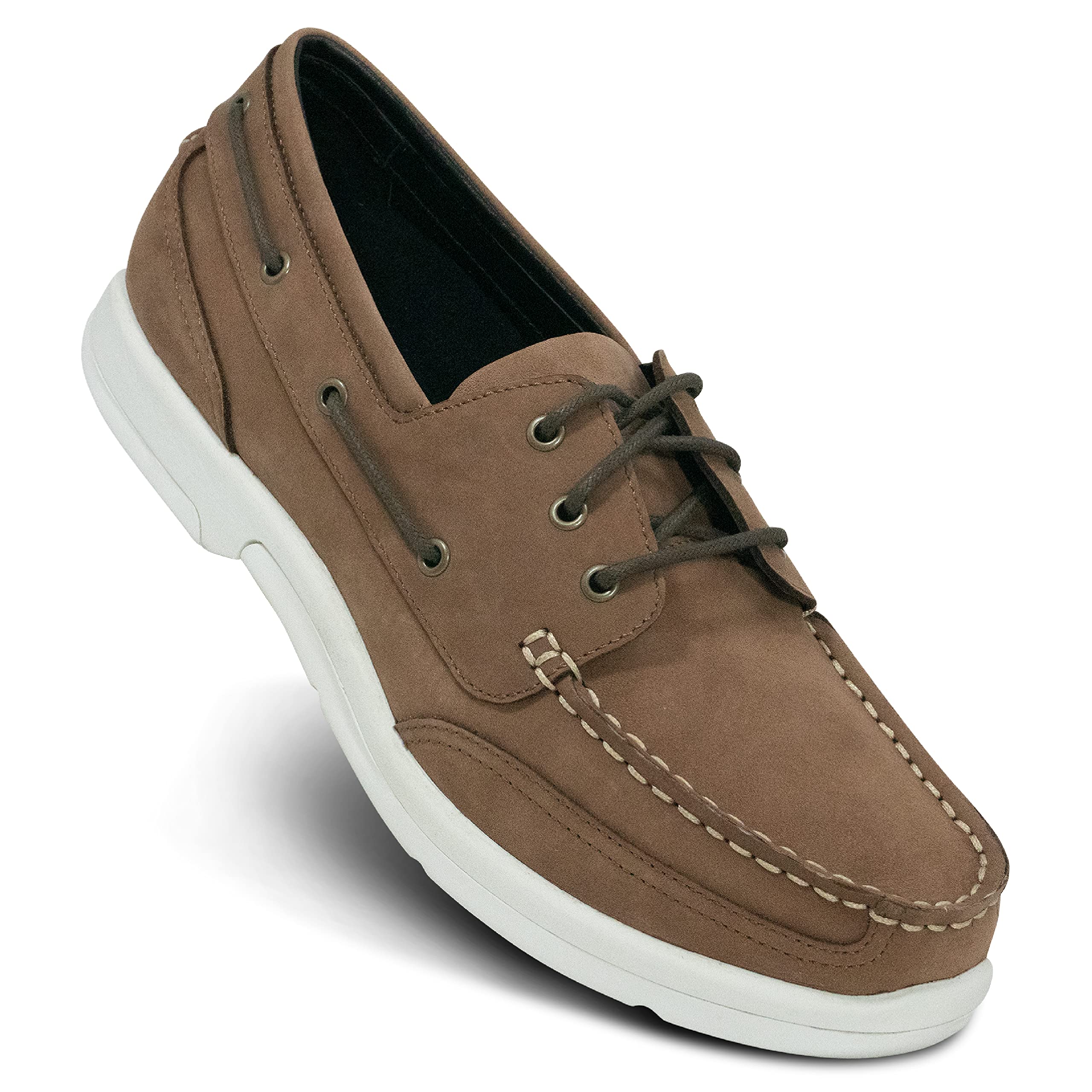 Apex Men's Orthopedic Boat Shoes for Comfort & Support - Dark Brown Loafers for Walking, Driving & Casual Wear