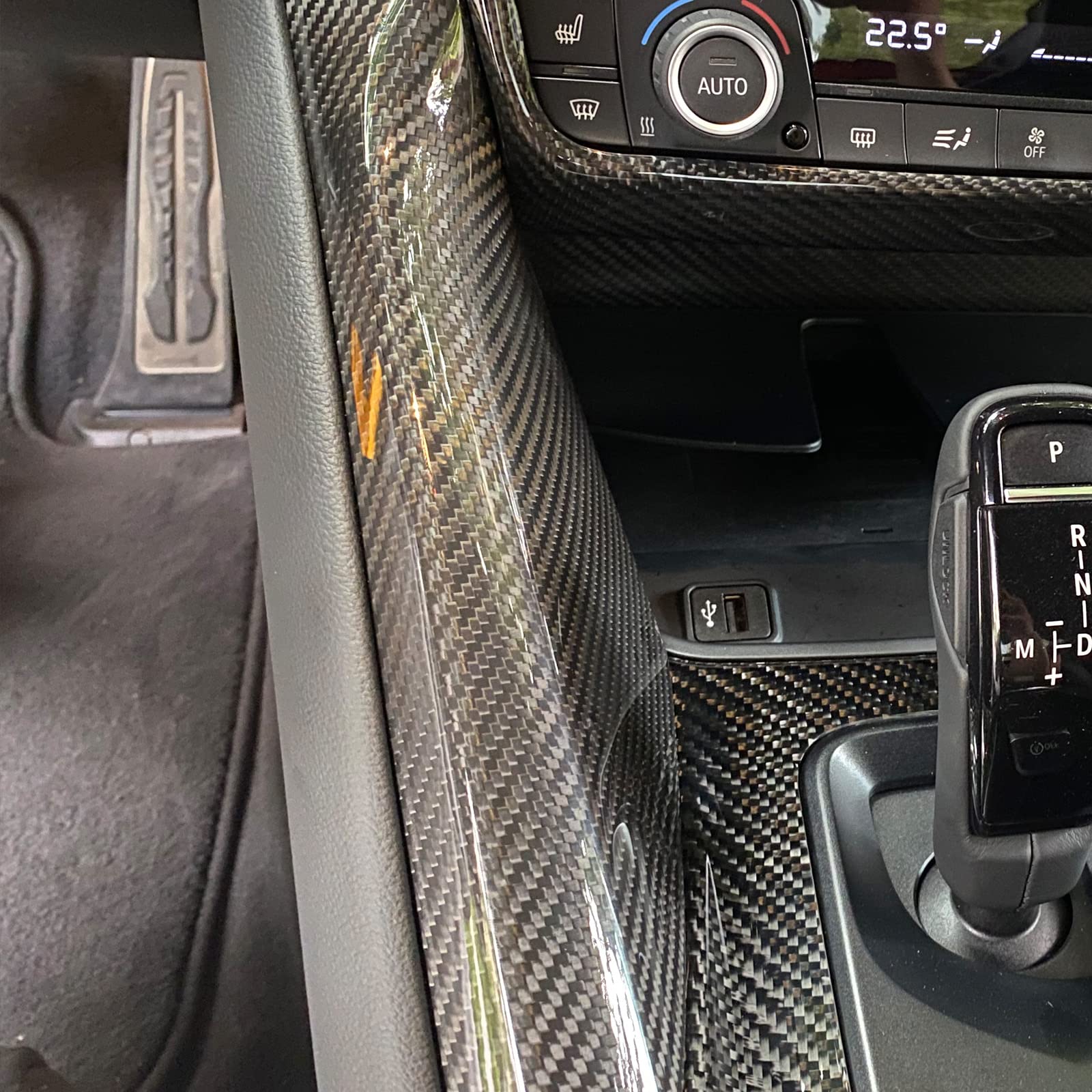 Premium Real Carbon Fiber Car Center Console Gear Shift Panel Cover - Compatible with Toyota Supra GR A90 A91 MK5 2019-2024 LHD (Black) - Interior Upgrade & Protection for Sports Car Enthusiasts
