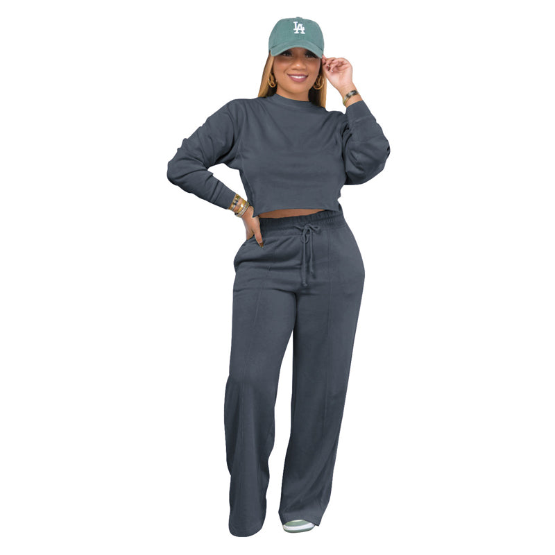 Women's Sportswear Long Sleeve Two Piece Set - Comfortable Workout Outfit for Yoga, Running & Gym | Perfect for Athleisure & Casual Wear