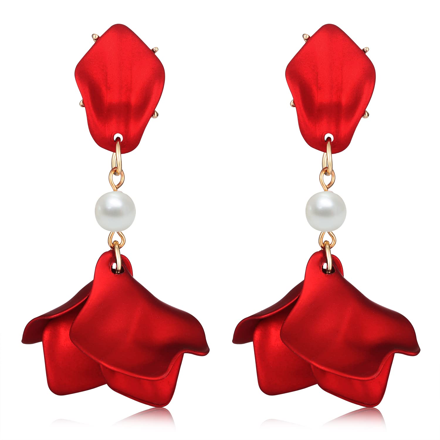 Elegant Acrylic Rose Petal Dangle Earrings for Women - Long Tiered Rose Flower Statement Earrings with Exaggerated Resin Floral Tassel | Perfect for Weddings, Parties & Boho Fashion